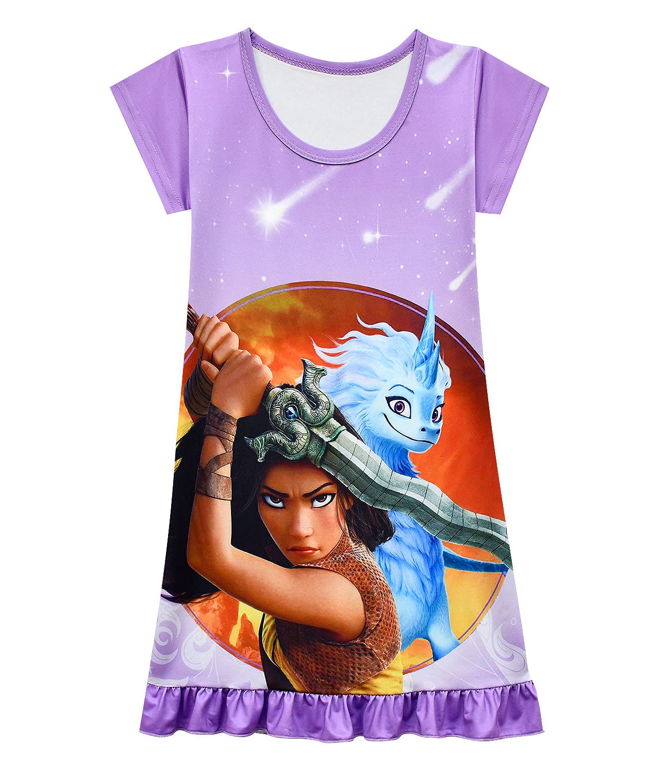 KIDHF Toddler Girls Princess Party Dress - Cartoon Print Summer Casual Dress for Kids | Perfect for Birthday Parties, Playdates & Special Occasions