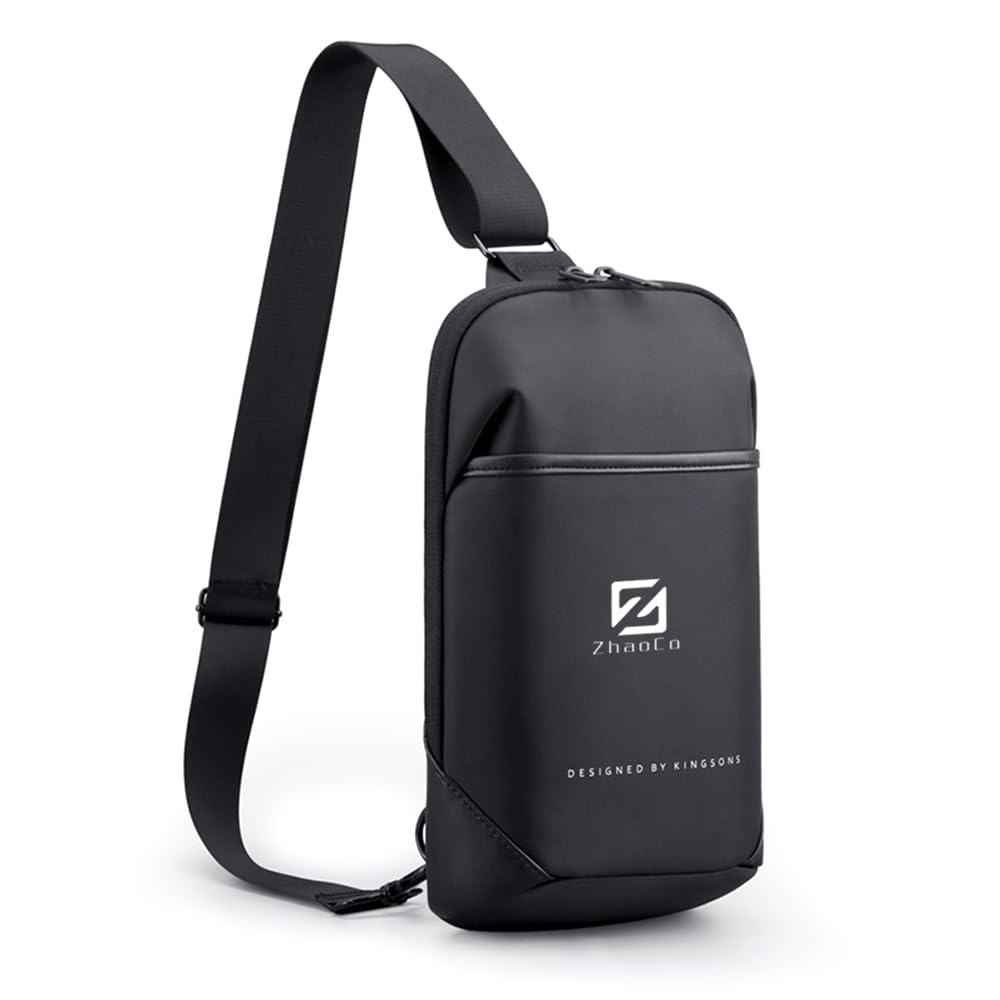 ZhaoCo Lightweight Crossbody Sling Backpack for Men & Women - Multipurpose Chest Shoulder Bag for Travel, Cycling, Hiking, Work & Daily Use - Perfect for Commuting, Gym, School & Outdoor Activities - Black