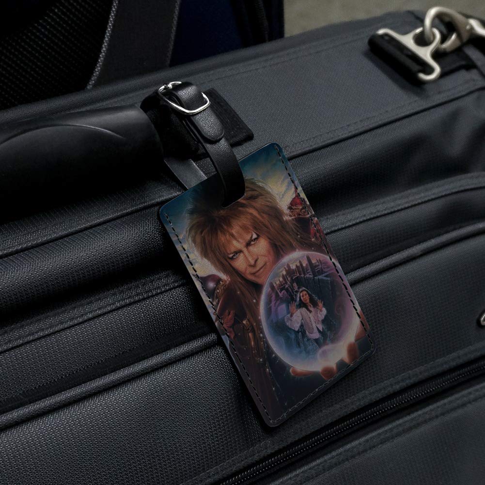 Labyrinth Crystal Ball Goblin King Leather Luggage Tag - Vintage Rectangle ID Card Holder for Travel Bags & Suitcases - Perfect for Cosplay, Movie Fans, and Fantasy Lovers