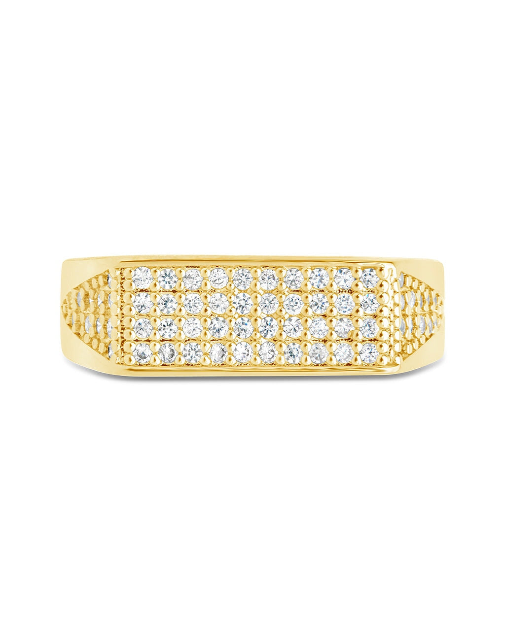 Men's Sterling Silver CZ Bar Signet Ring for Men - Elegant & Durable Jewelry for Everyday Wear, Gifts & Special Occasions