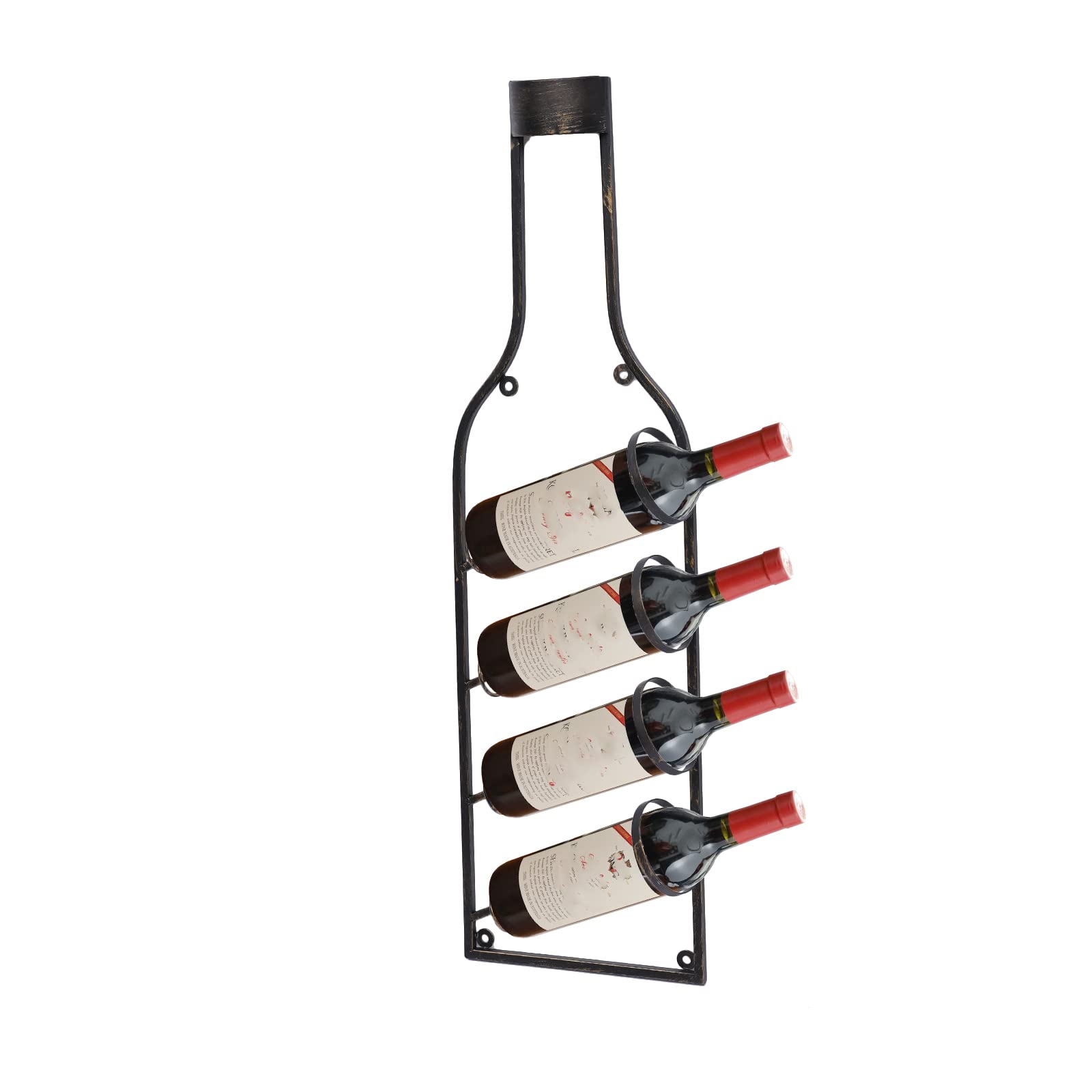 Futchoy 5-Bottle Wall Mount Wine Rack - Iron Wine Bottle Organizer & Storage Holder for Home Bar, Pub Decor - Perfect for Kitchen, Dining Room, Living Room & Wine Cellar Display