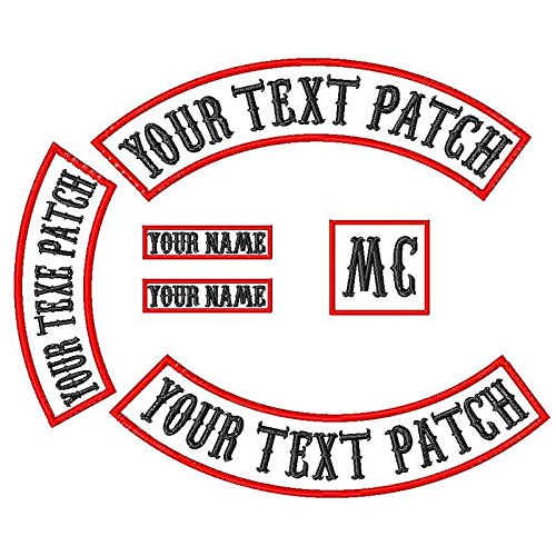 6 Pack Custom Embroidered MC/RC Biker Patches & Name Tapes - Personalized Motorcycle Rocker Patches for Vests, Jackets & Collars (Iron-On/Sew-On) - Perfect for Biker Clubs, Veterans & Motorcycle Enthusiasts