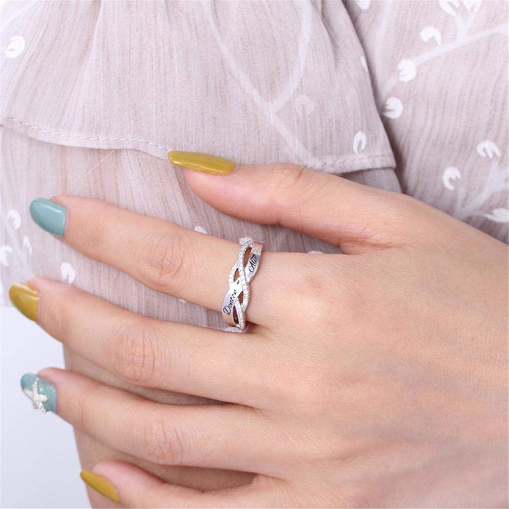 Personalized Mothers Rings for Women - Sterling Silver Twisted Promise & Engagement Rings - Custom Name Necklace Gift for Mom, Wife, Anniversary & Special Occasions