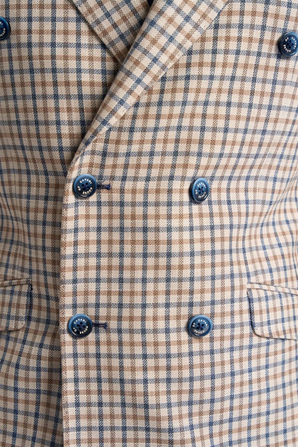 Sergio Cavani Double Breasted Beige Checkered Blazer for Men | Formal Business Suit Jacket | Perfect for Office, Weddings & Special Events