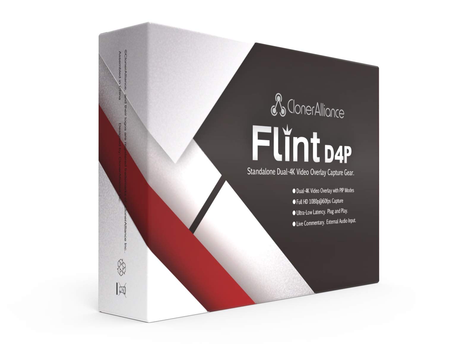 ClonerAlliance Flint D4P Standalone Dual 4K Video Overlay & Audio Mixer - 1080p@60fps Game Capture Card with Remote Control, UVC & USB-C | Perfect for Live Streaming, Esports & Video Production