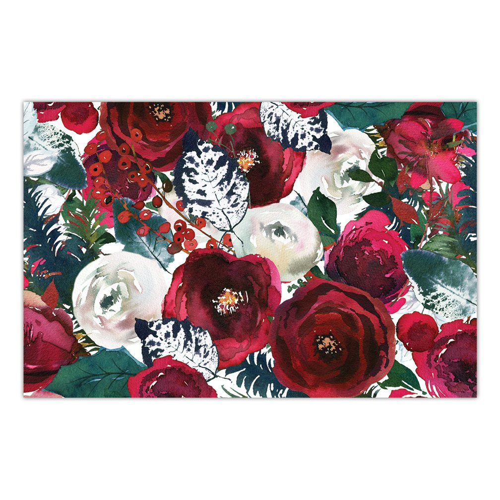 Christmas Disposable Table Placemats - Set of 25 Elegant Floral Holiday Party Place Mats (17