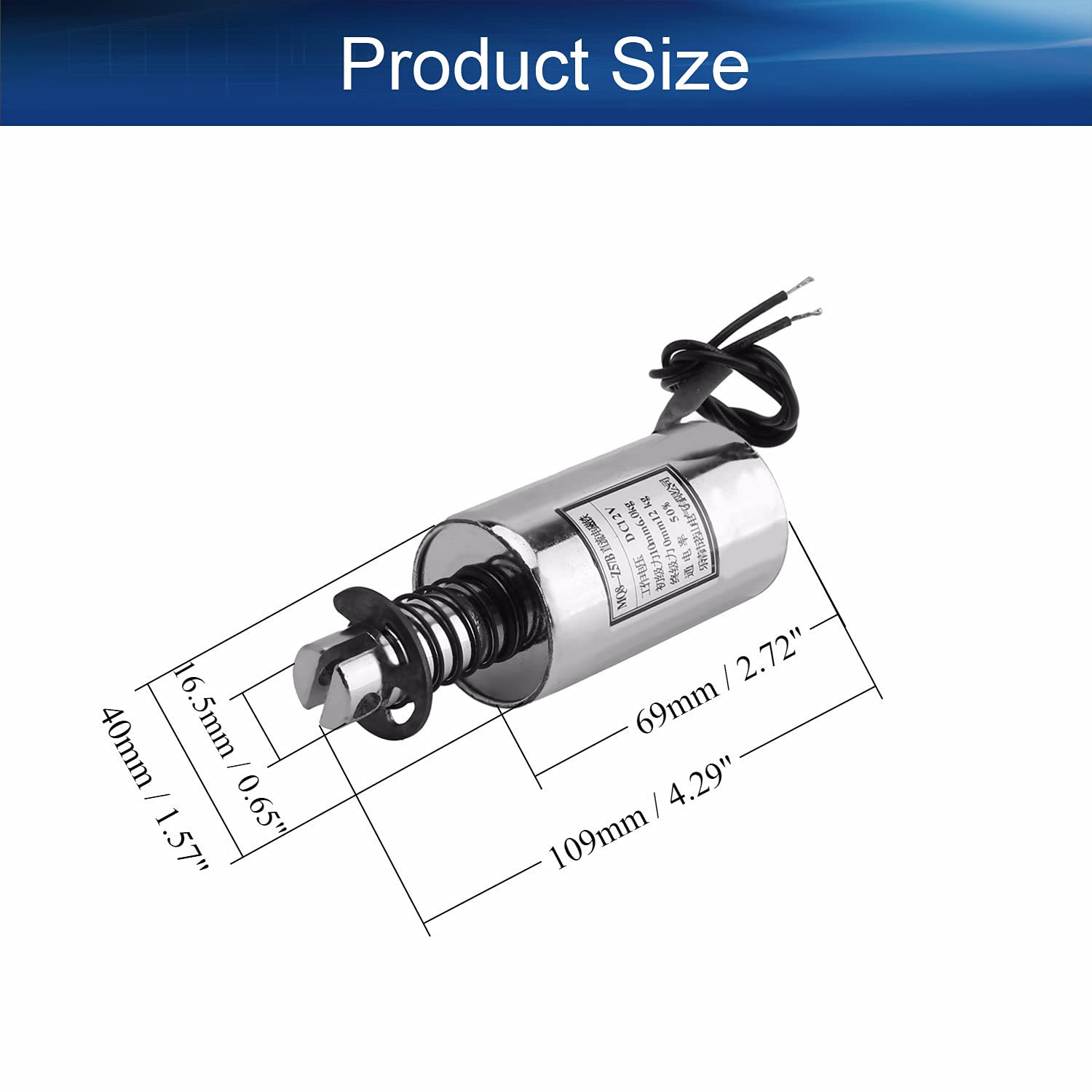 12V DC 60-120N Pull Type Solenoid Electromagnet with 10mm Stroke - MQ8-Z57B-12V Linear Motion Tubular Solenoid (40x40x70mm) for Industrial Automation, Locking Systems & Robotics Applications