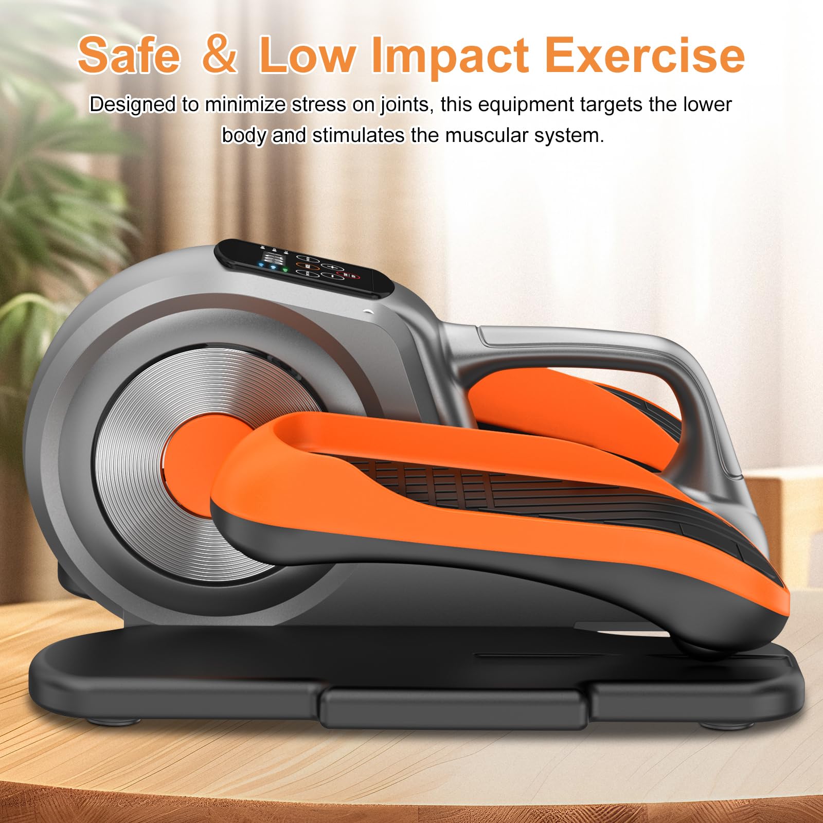 Under Desk Elliptical Machine - Quiet Portable Electric Seated Pedal Exerciser with Display Monitor, Remote Control & 12 Adjustable Speeds for Seniors and Adults | Home & Office Workout Equipment for Leg Exercise While Sitting
