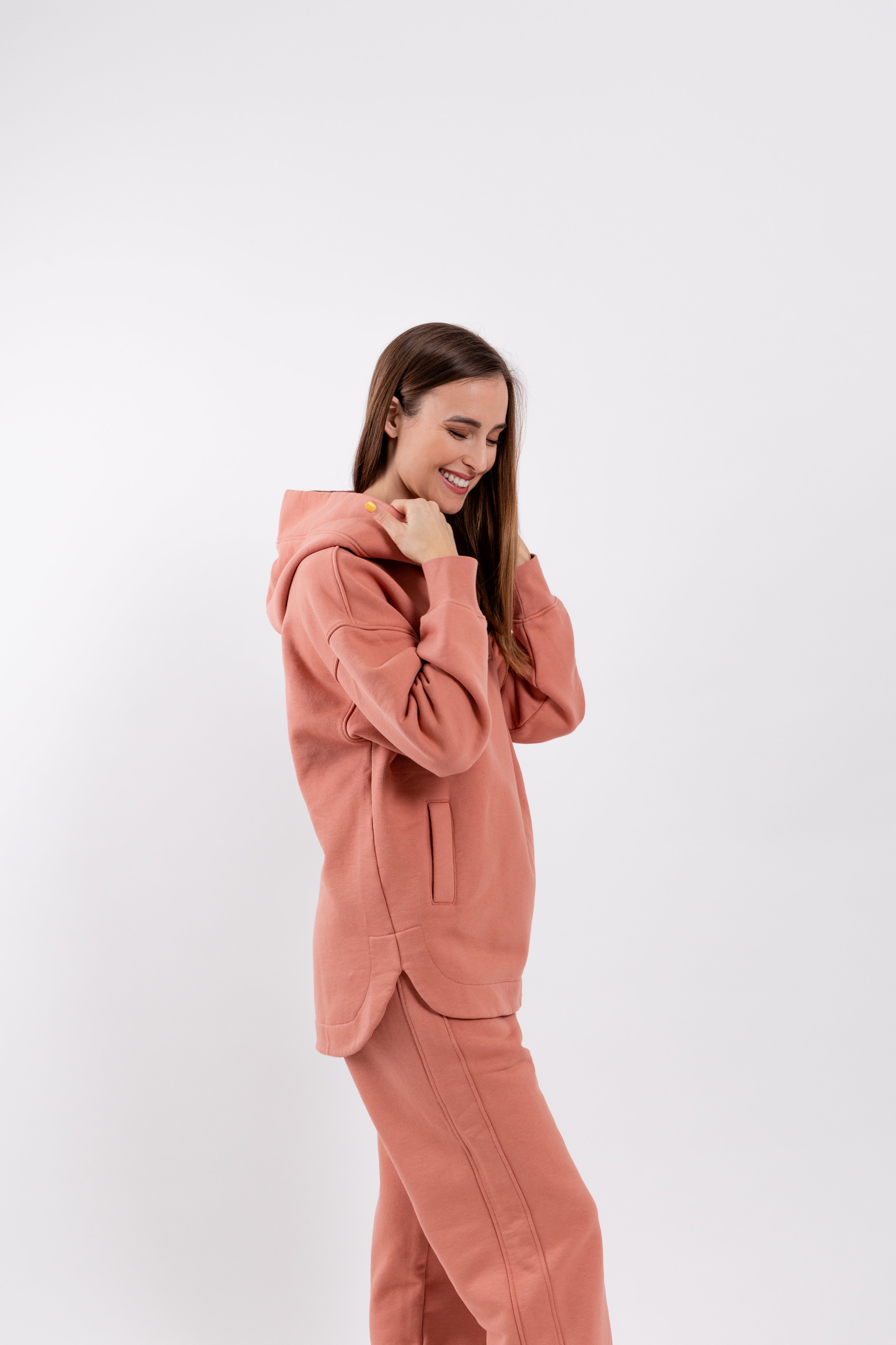 Be Lenka Essentials Women's Hoodie - Soft & Cozy Salmon Pink Pullover for Casual Wear & Lounge