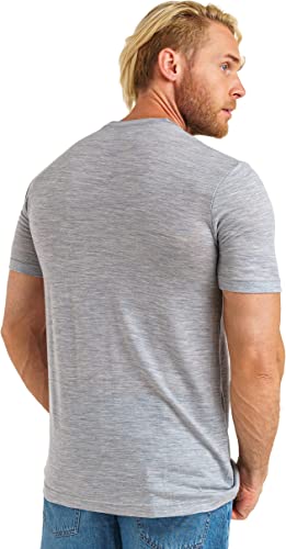 Premium Men's Merino Wool T-Shirt - 165 GSM Heathered Grey - Soft & Breathable Base Layer for Hiking, Travel & Everyday Wear