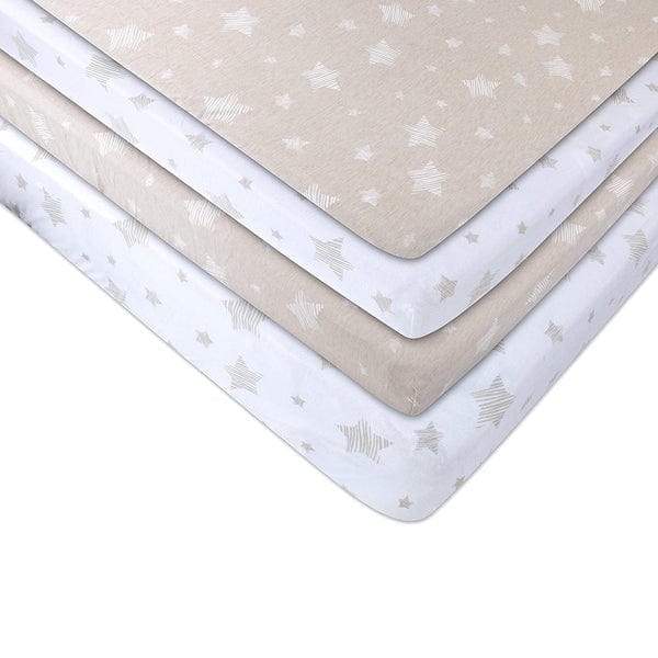Elys & Co 2 Pack Soft 100% Cotton Pack N Play Sheets - Breathable Crib Mattress Cover for Baby Nursery, Travel & Daycare Use