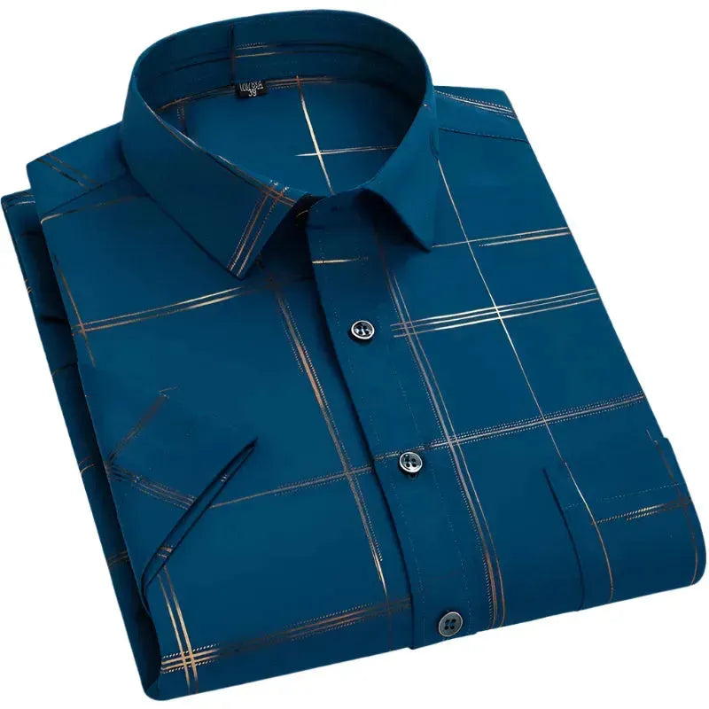 Breathable Summer Slim Fit Men's Striped Casual Shirt | Lightweight Button Down for Office, Beach & Outdoor Activities
