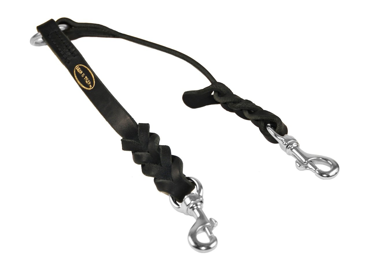 Dean & Tyler Double Dutch Stainless Steel Snap Leash - 2 Feet by 3/4 Inch Heavy Duty Dog Leash for Small to Medium Dogs - Perfect for Walking, Training & Outdoor Adventures (Black)