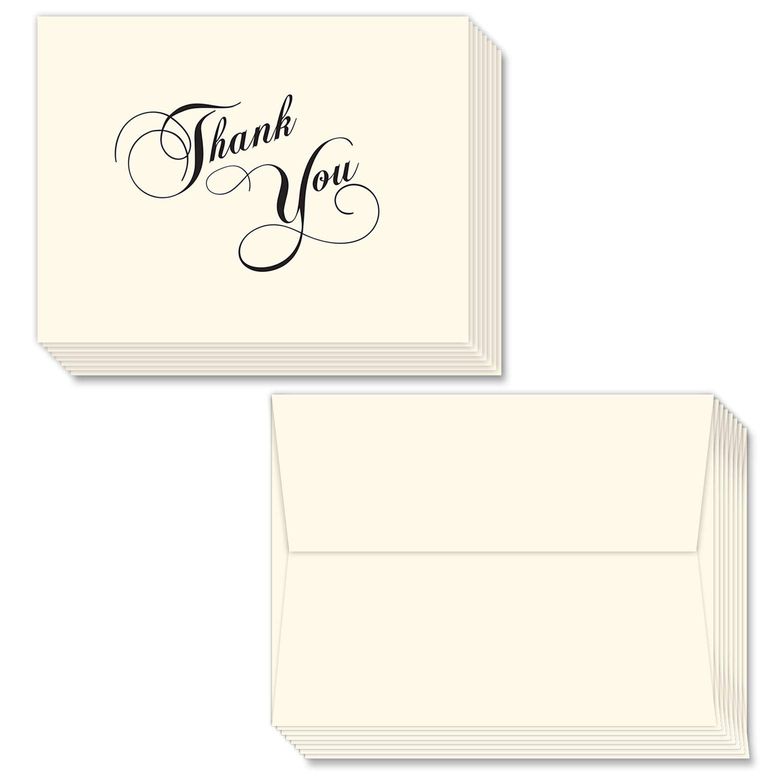 Premium Cream Thank You Note Cards & Envelopes - 25 Pack (5