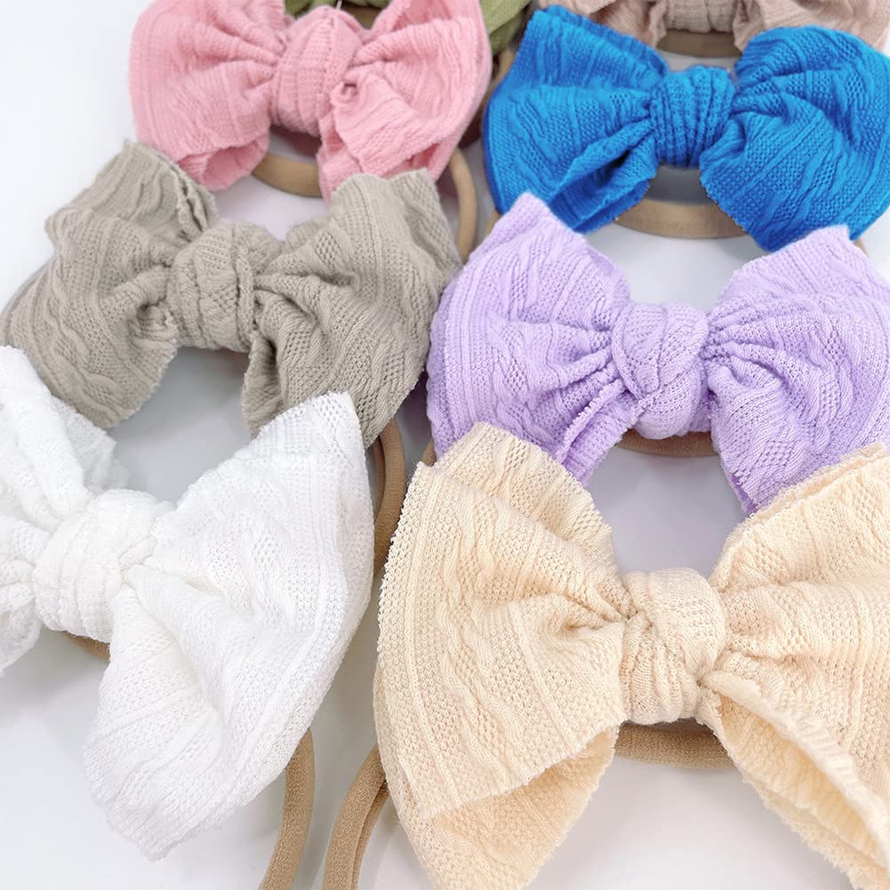 Katutude Baby Girls Headbands Hair Bows - Soft Elastic Nylon Hair Accessories for Newborns, Infants & Toddlers (11cm x 10cm, Pink) | Perfect for Photos, Parties & Everyday Outfits