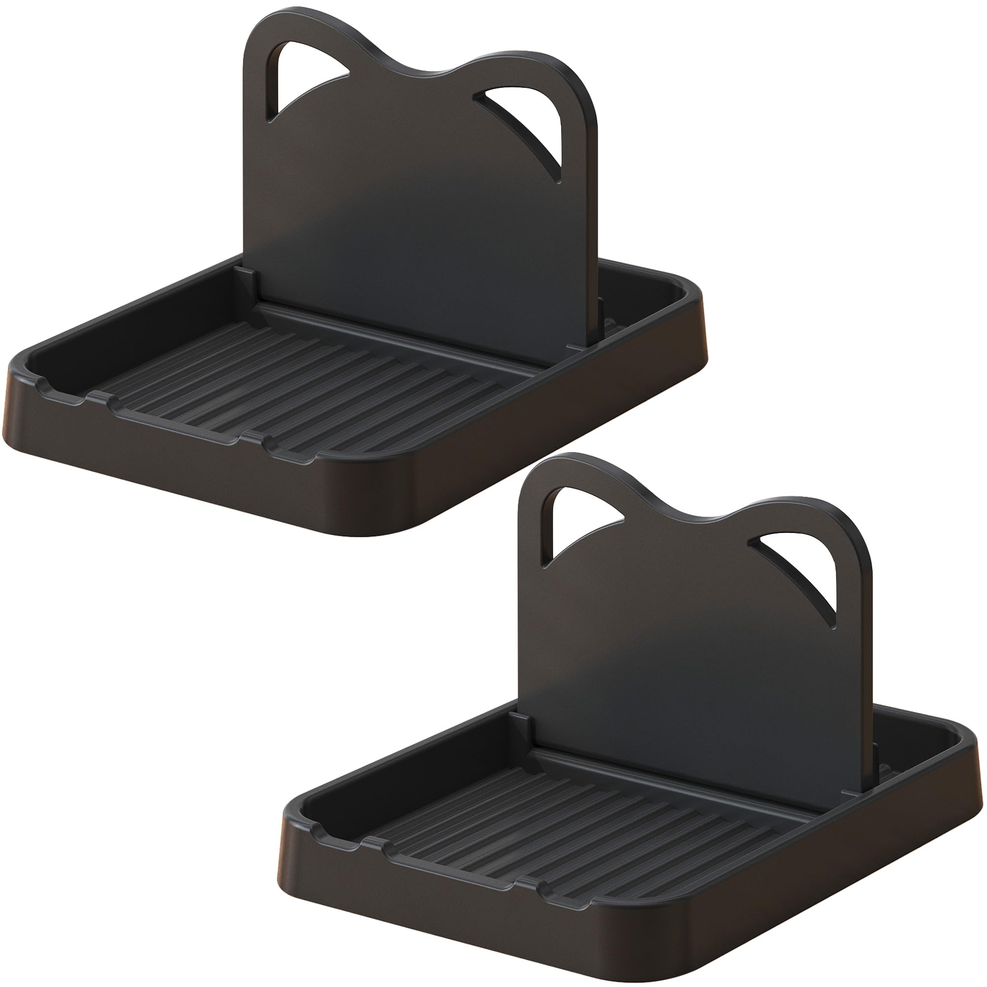 H&W 2-Pack Foldable Spoon Rest with Lid Holder - Black Kitchen Counter Organizer for Spoons, Pot Lids, Spatulas & Utensils - Perfect for Cooking, Baking & Meal Prep