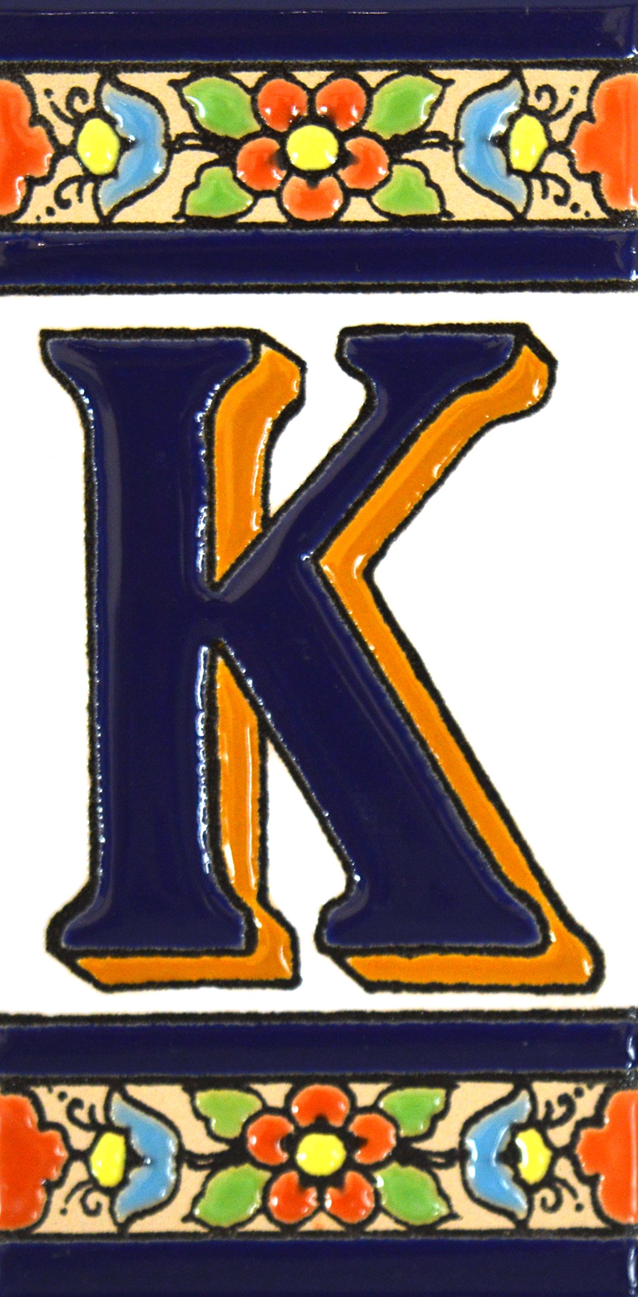 4 Inch Handpainted House Letter Tiles - Custom Address Signs, House Numbers & Names - Flores Mediano Design (4.29