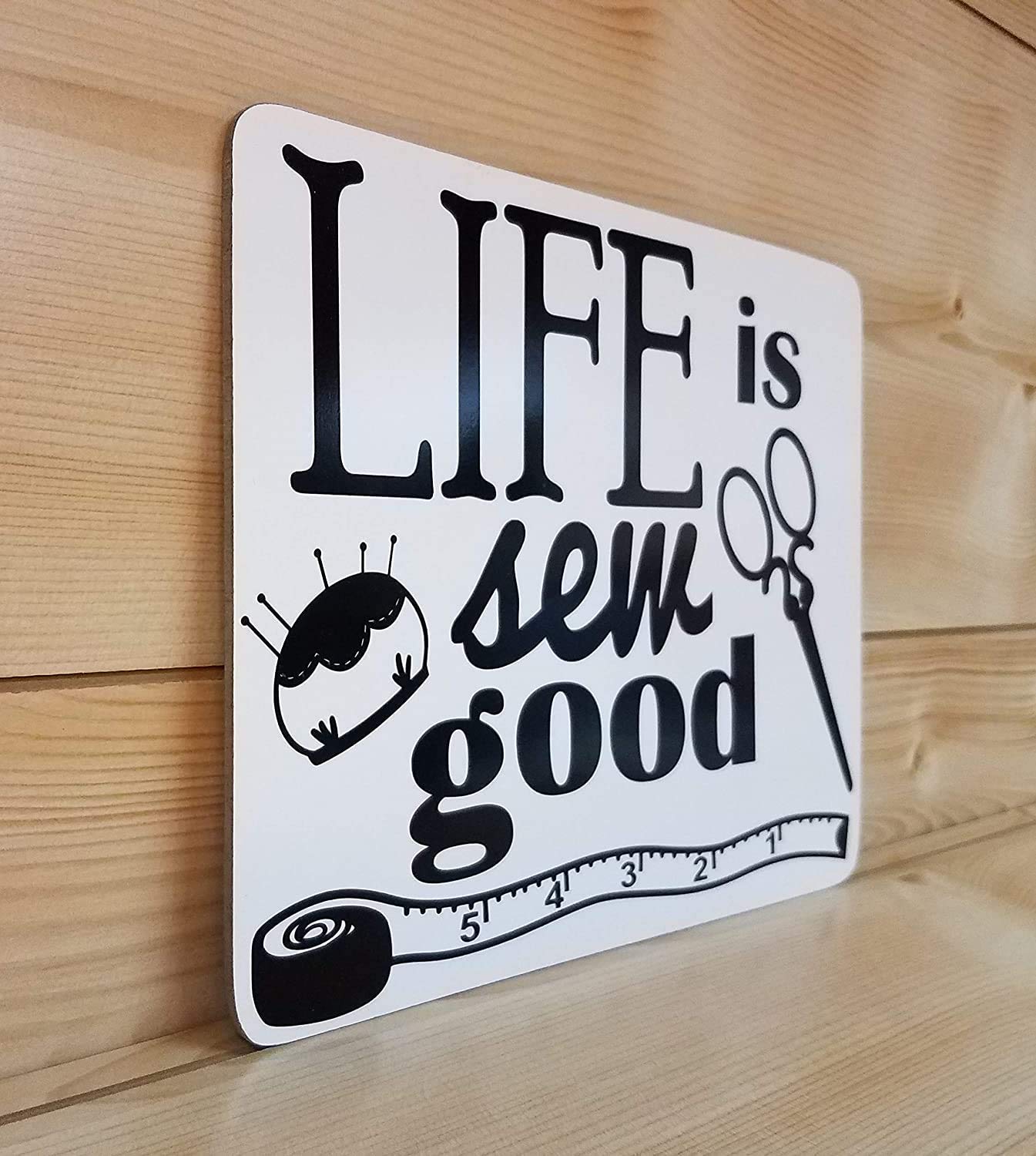 Life is Sew Good Wooden Quilt Sign - Handmade Quilt Decor for Sewing Room - Perfect Quilting Gift for Quilters & Sewing Enthusiasts - Ideal for Home, Studio & Craft Room Decor