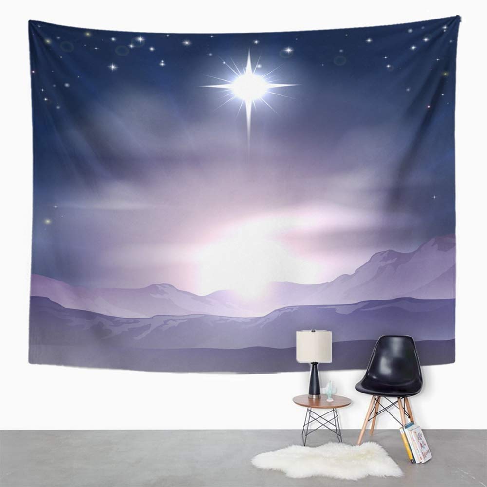 JOOCAR Christian Christmas Tapestry - Star of Bethlehem Wall Hanging Decor with Wise Men Design, 59.1x59.1 Inch Large Wall Art for Living Room, Bedroom - Perfect for Holiday Home Decor & Christmas Gift