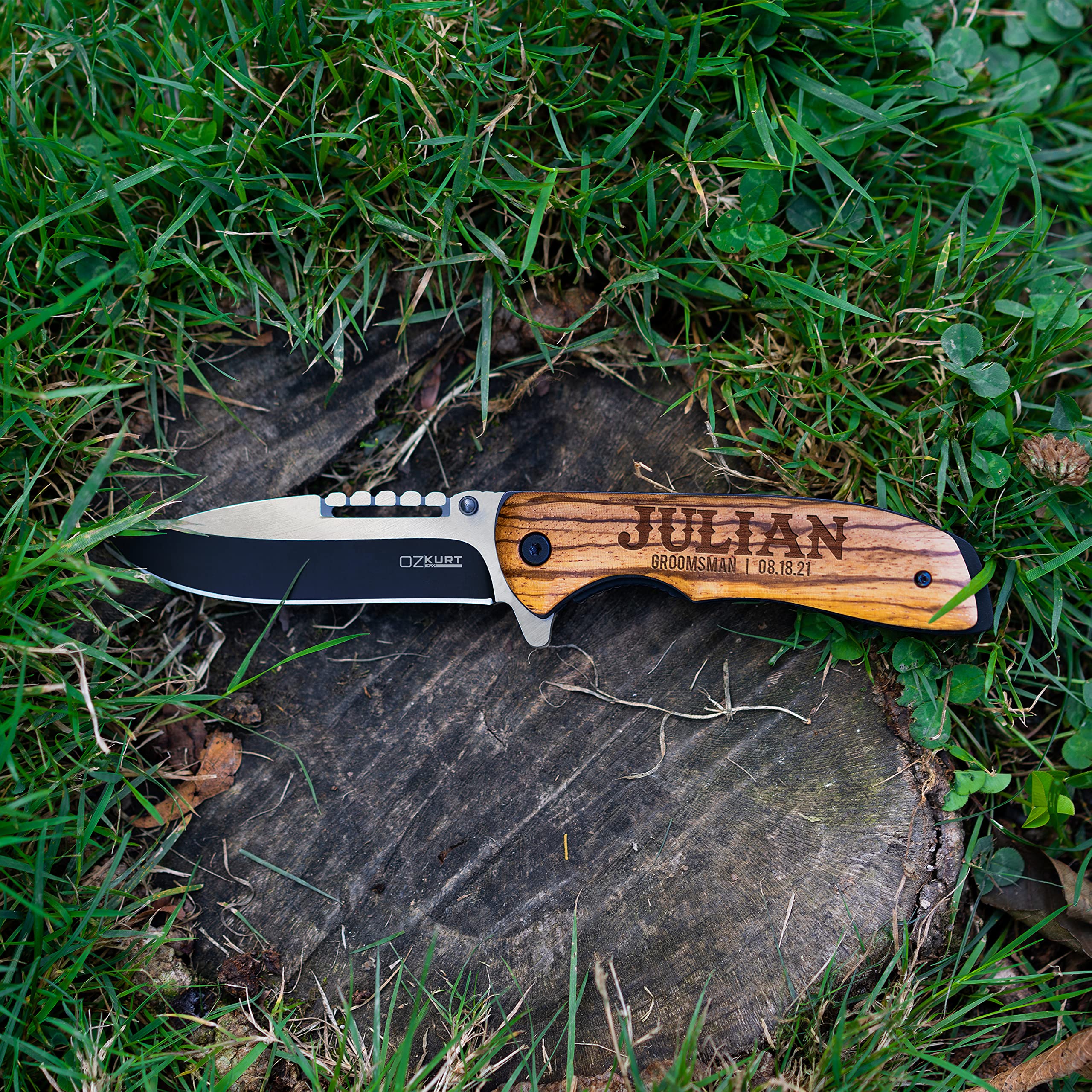 Personalized Pocket Knife Set of 6 - Custom Engraved Groomsmen Gifts for Weddings & Proposals - 16 Font Laser Engraved Knives - Perfect for Bachelor Parties, Camping & Outdoor Adventures