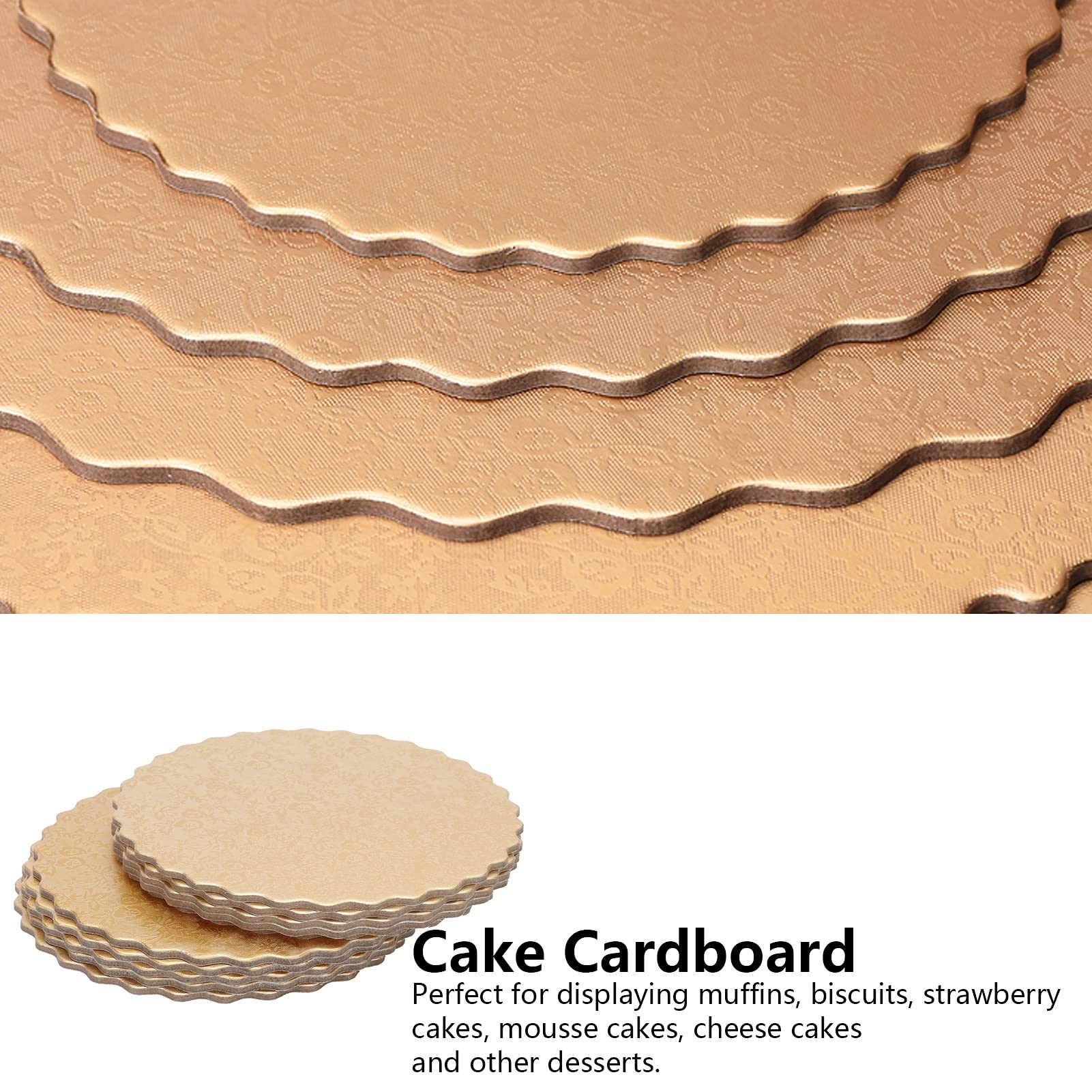 **8 Inch Round Cake Base Board - Gold & Silver 3mm Reusable Lace Decorated Cake Stand for Strawberry, Mousse, Muffin & Biscuit Cakes - Perfect for Weddings, Birthdays & Baking Parties**