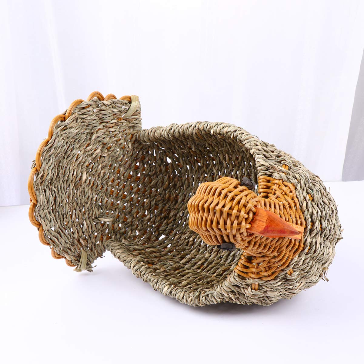 Chicken Shaped Willow Woven Fruit Basket - 20x14 Inch Rattan Bread Serving Tray for Eggs, Snacks & Food Storage | Durable Wicker Desktop Organizer for Kitchen, Dining Table & Home Decor