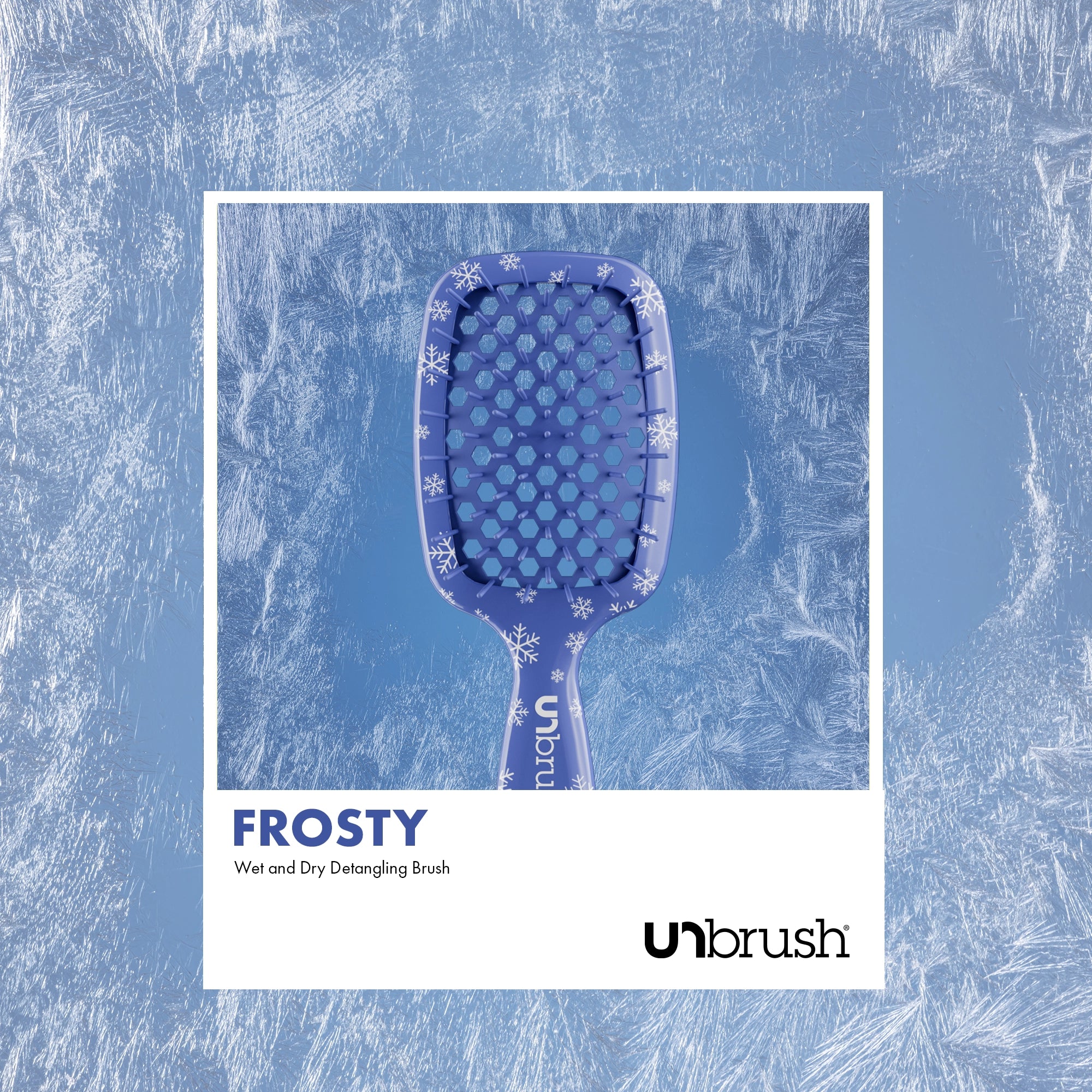 UNbrush Detangling Hair Brush Mini Snowflakes Frosty - Gentle Knot-Free Styling for Kids & Adults - Perfect for Travel, Home & Salon Use