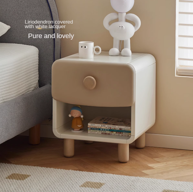 Solid Wood Kids Nightstand - Birch & Poplar Modern Bedside Table for Children's Room - Perfect for Bedrooms, Nurseries & Playrooms