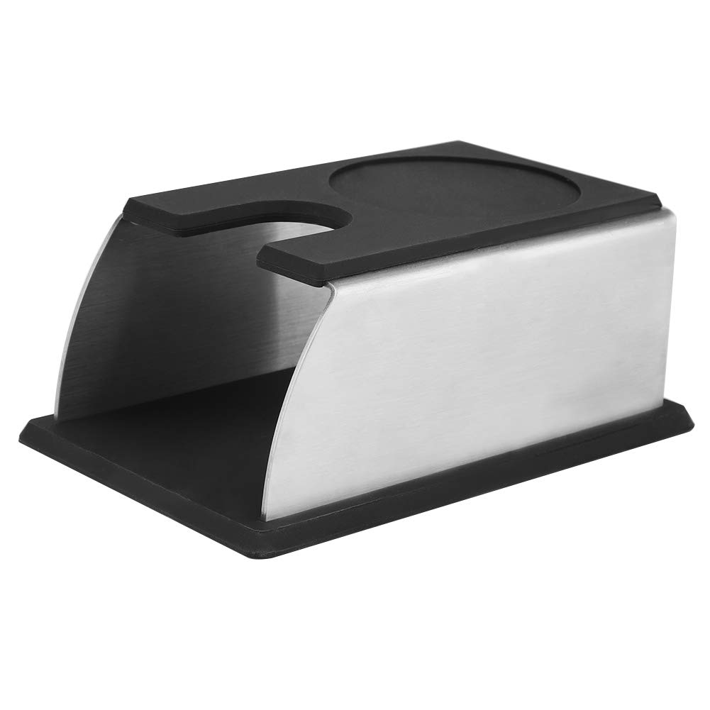 Premium Black Stainless Steel Coffee Tamper Stand - Heavy Duty Espresso Tamping Base Holder for Baristas & Home Brewing - Perfect for Coffee Shops, Kitchens & Professional Barista Stations