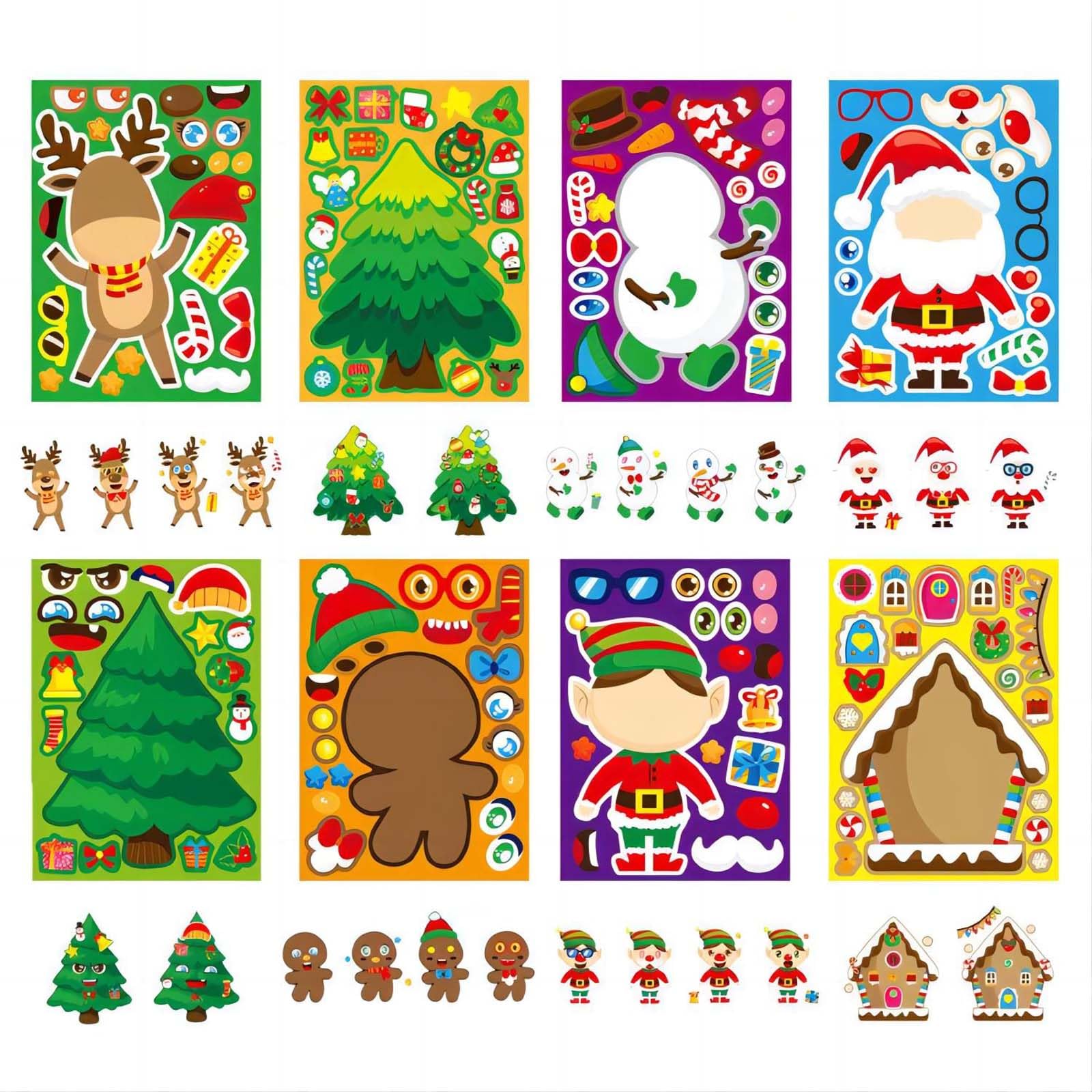 DIY Christmas Stickers for Kids - 24 Sheets Holiday Sticker Craft Kit | Bulk Christmas Party Favors, Classroom Activities & Holiday Decorations | Perfect for Christmas Crafts, School Projects & Gift Wrapping