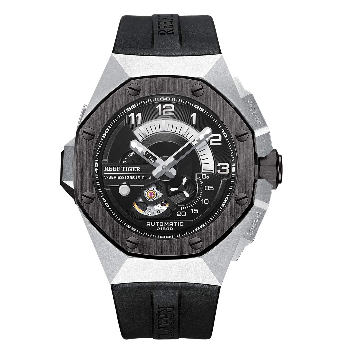 REEF TIGER Luxury Men's Automatic Mechanical Sports Watch - Stainless Steel Chronograph Waterproof Wristwatch RGA92S7 | Perfect for Business, Diving & Outdoor Activities