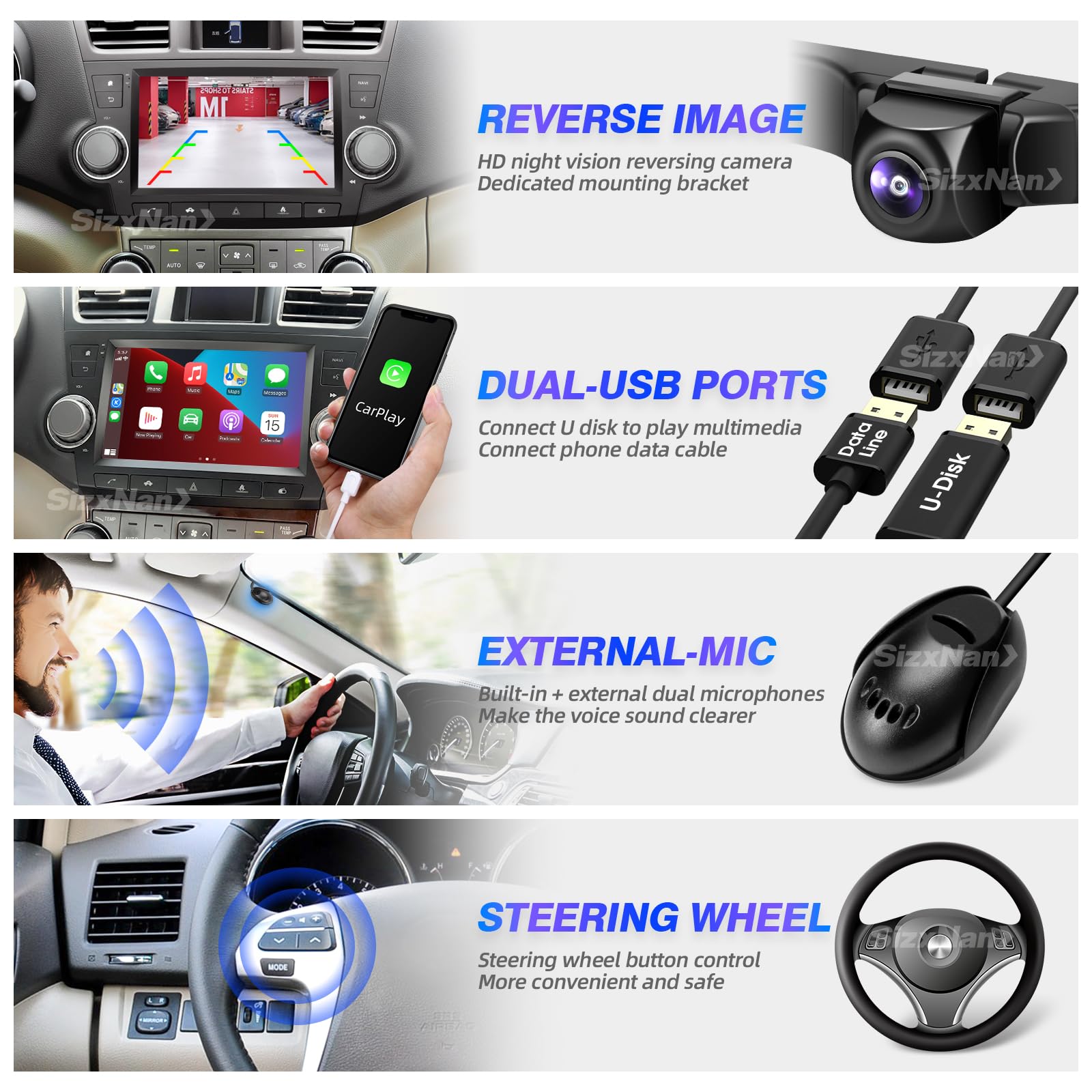 Toyota Highlander 2008-2013 Android Car Stereo with Apple CarPlay & Android Auto - 7