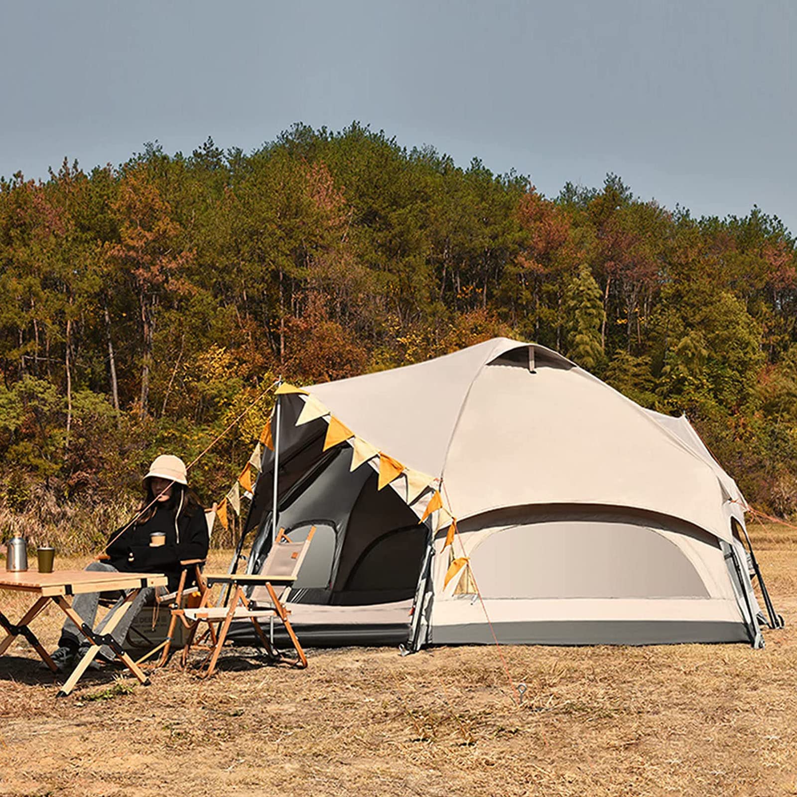 Premium 4-Season Waterproof Glamping Tent for 6-8 People - Luxury Outdoor Yurt with Cotton Canvas for Camping, Festivals & Backyard Glamping - Perfect for Family Adventures & Music Events