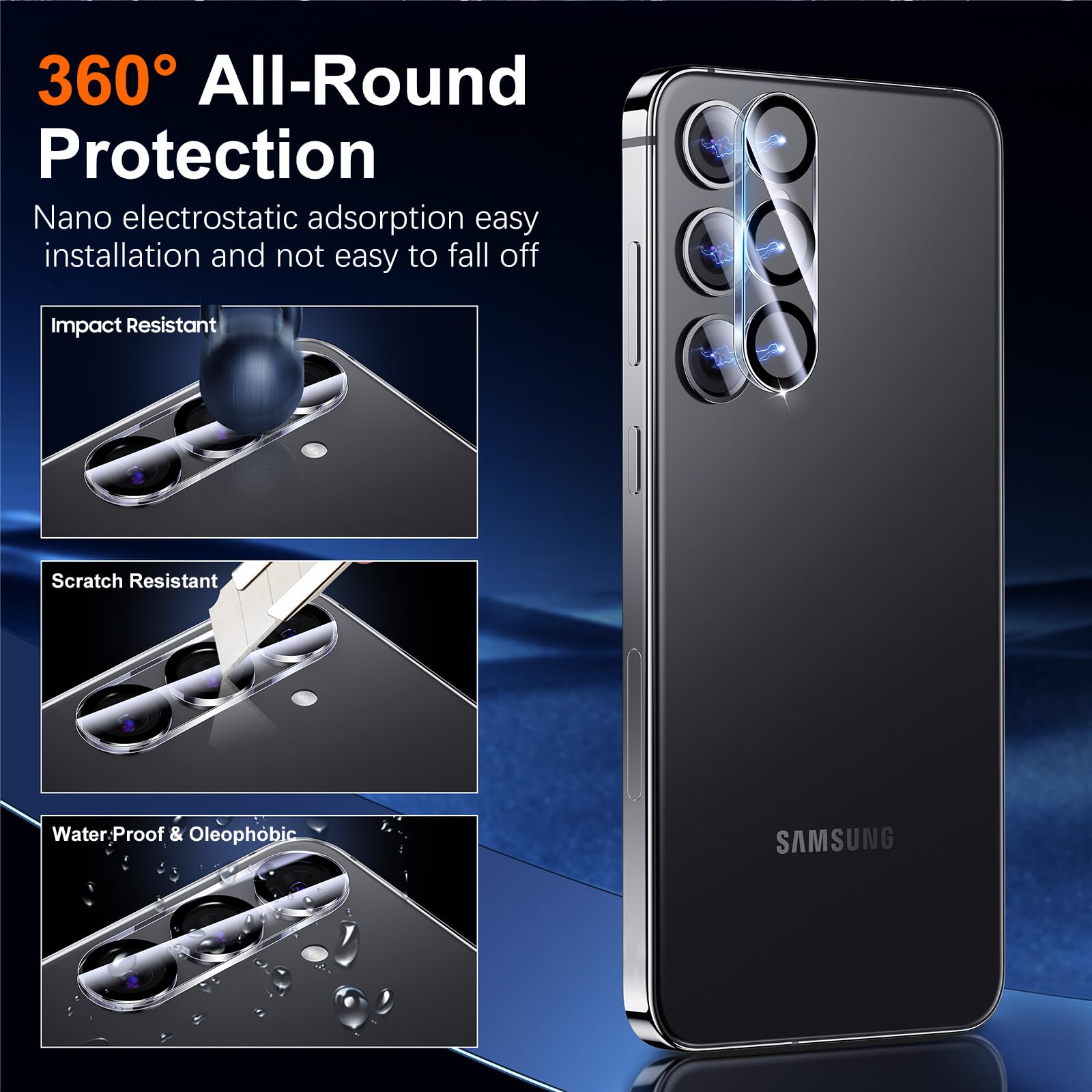 2+2 Pack Samsung Galaxy S24 Plus/S24+ Screen Protector & Camera Lens Protector - Tempered Glass, Anti-Scratch, Bubble-Free with Easy Installation Frame | Perfect for Everyday Protection & Outdoor Activities