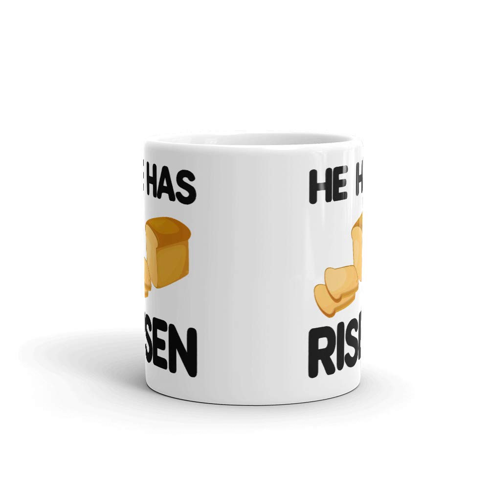 He Has Risen Bread Loaf Slices Print 15oz Ceramic Coffee Mug - Fun Novelty Tea Cup for Office, Home & Gifts - Perfect for Easter, Church, Bible Study & Christian Holidays