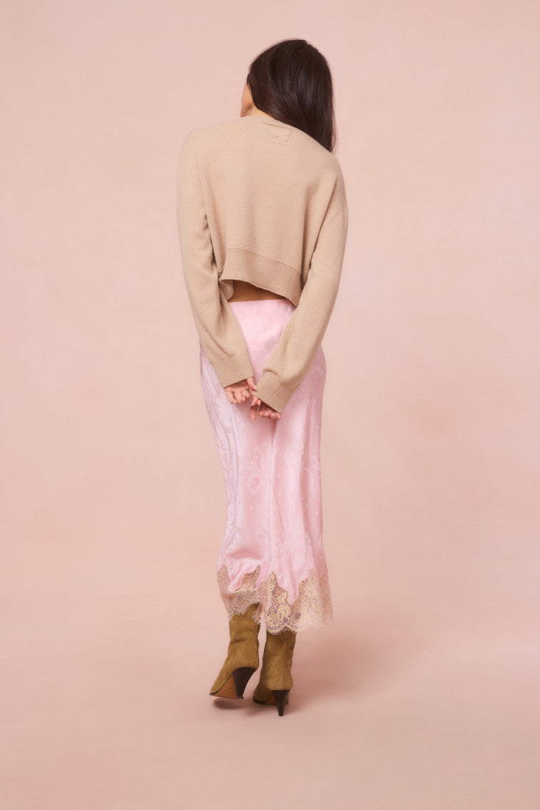 Bellman Cropped Cashmere Pullover Sweater - Women's Soft & Warm Winter Knit Top for Casual Outfits & Office Wear