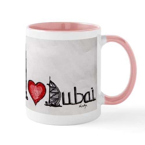 White/Pink Inside - I Love Dubai Mugs