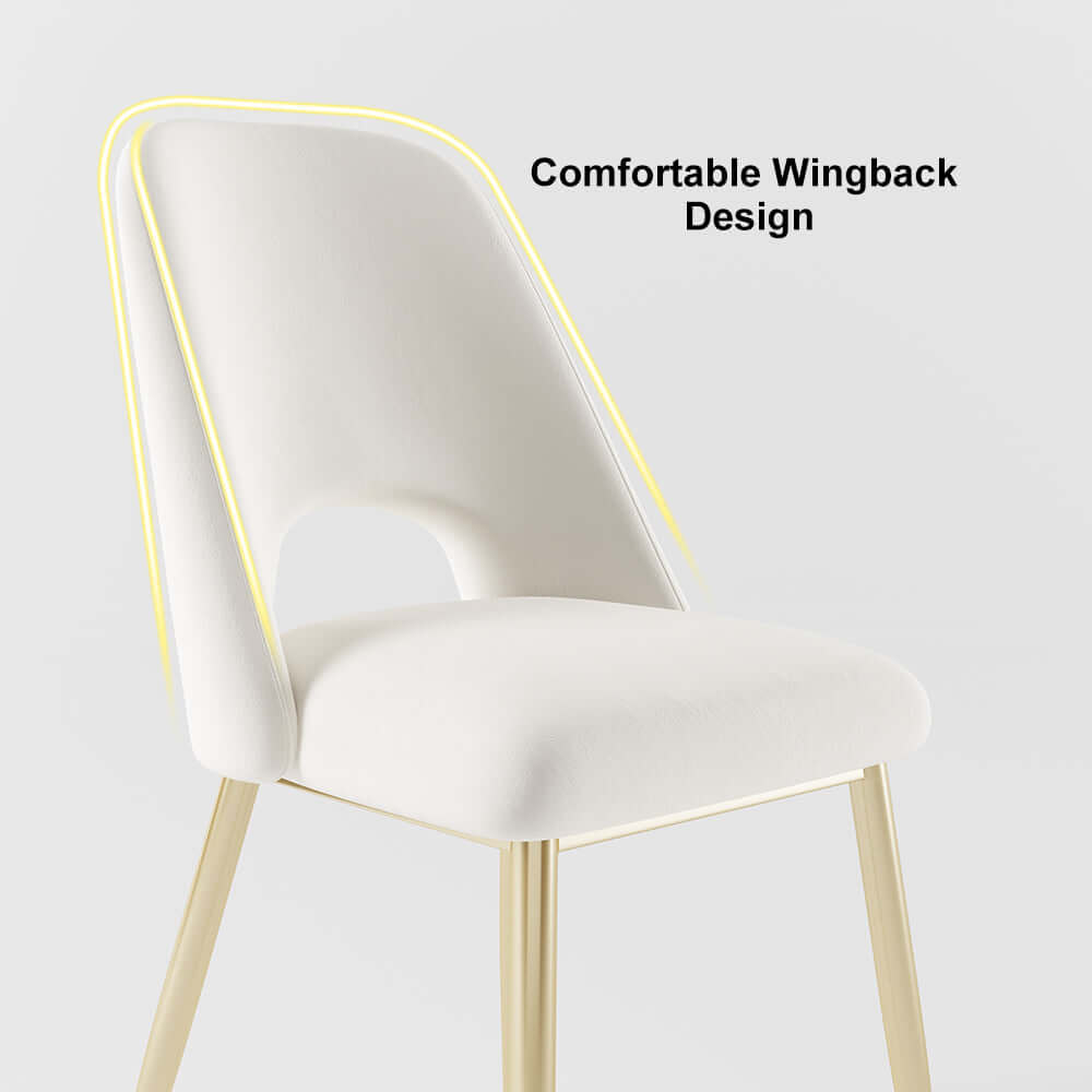 Modern Black Upholstered Dining Chairs Set of 2 - Hollow Back Design with Gold Metal Legs - Perfect for Kitchen, Dining Room & Home Decor