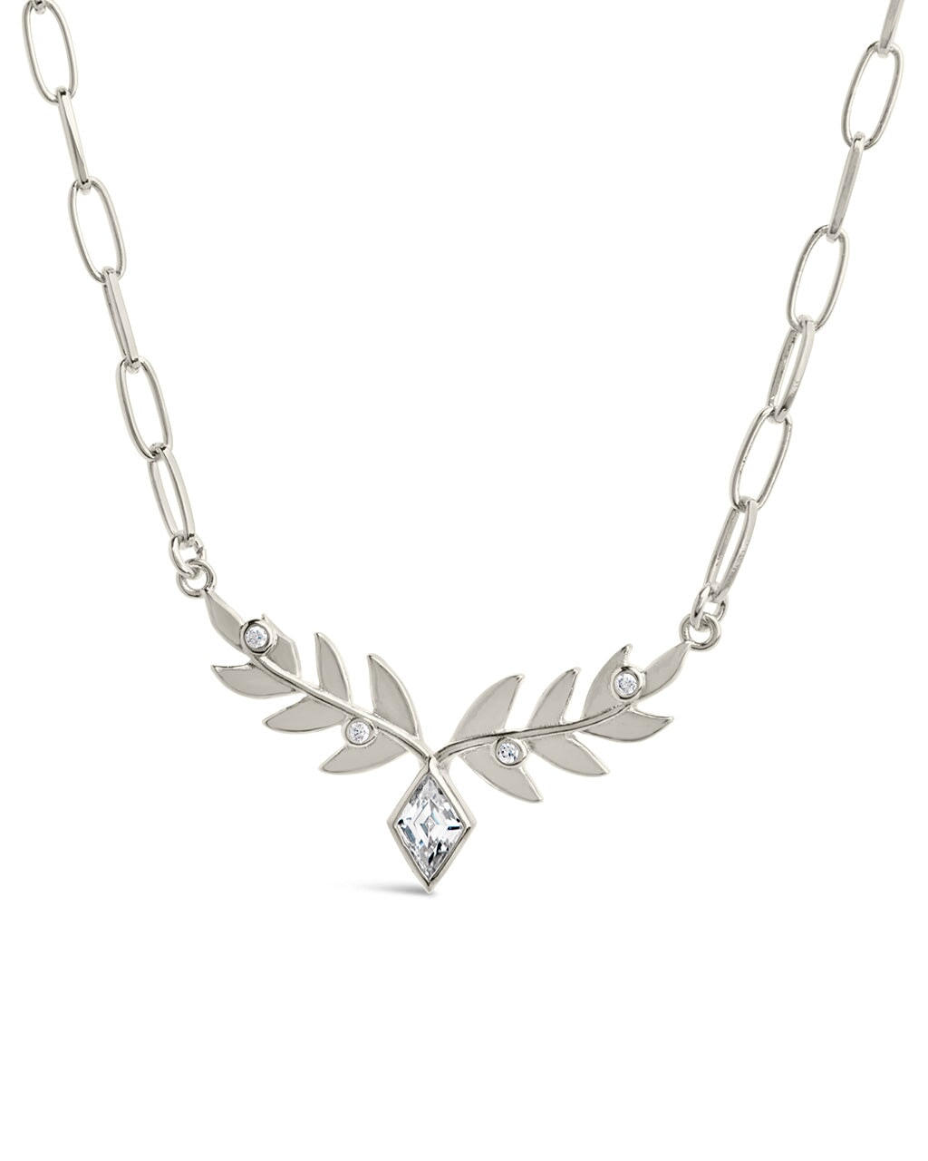 Sicily CZ Leaf Pendant Necklace - Elegant Cubic Zirconia Jewelry for Women, Perfect for Parties, Weddings & Everyday Wear