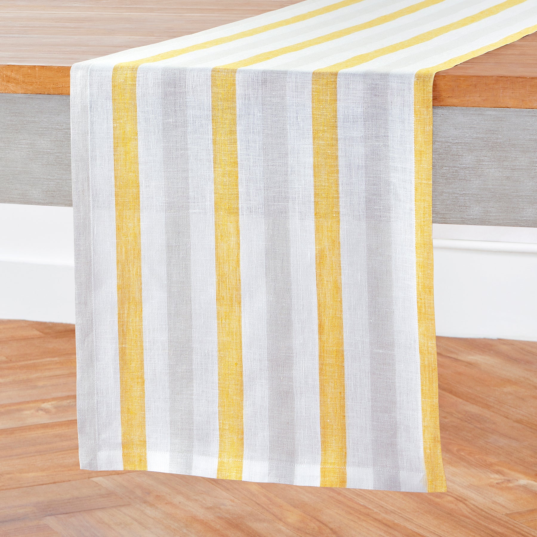 Sorrento Stripe Table Runner - Elegant Cotton Linen Table Decor for Dining Room, Wedding, Party & Holiday - Washable & Wrinkle-Resistant - Perfect for Farmhouse, Rustic & Modern Home Decor