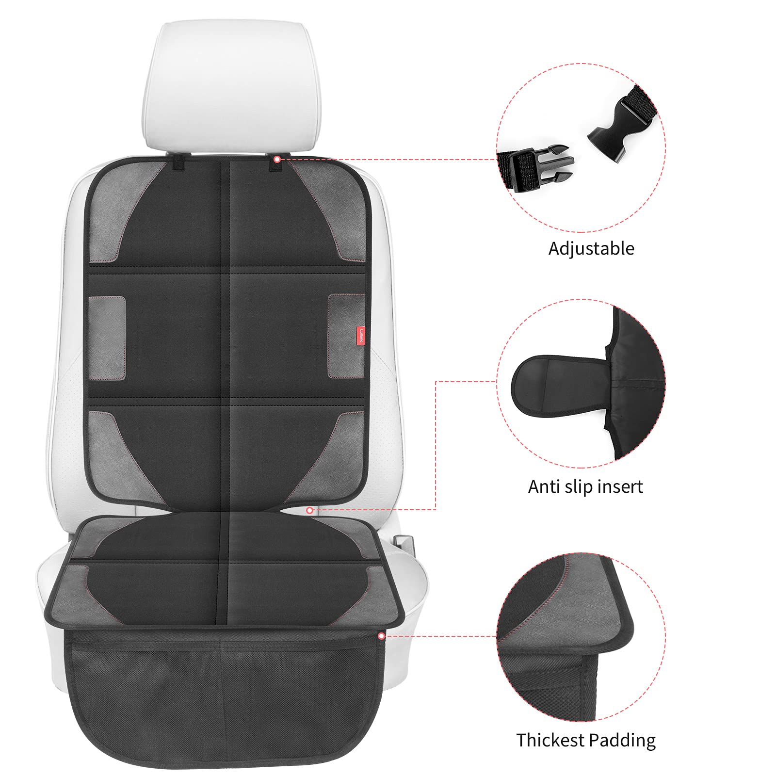 **Thickest Padded Car Seat Protector - Waterproof 600D Fabric, Non-Slip Baby & Pet Seat Cover with Storage Pockets (2 Pack) - Perfect for Child Safety & Leather Car Seat Protection**