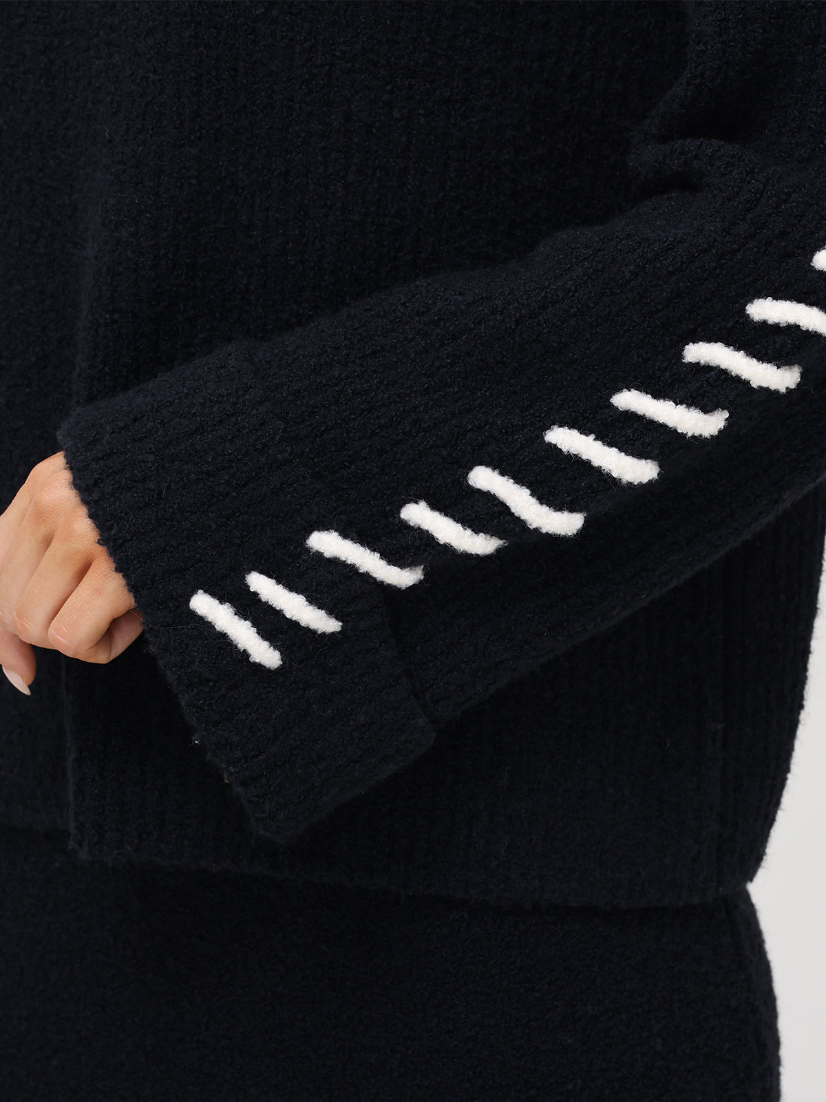 Vida Whipstitch Sleeve Turtleneck Sweater for Women - Cozy Winter Knit Pullover - Perfect for Office, Date Night & Holiday Outfits