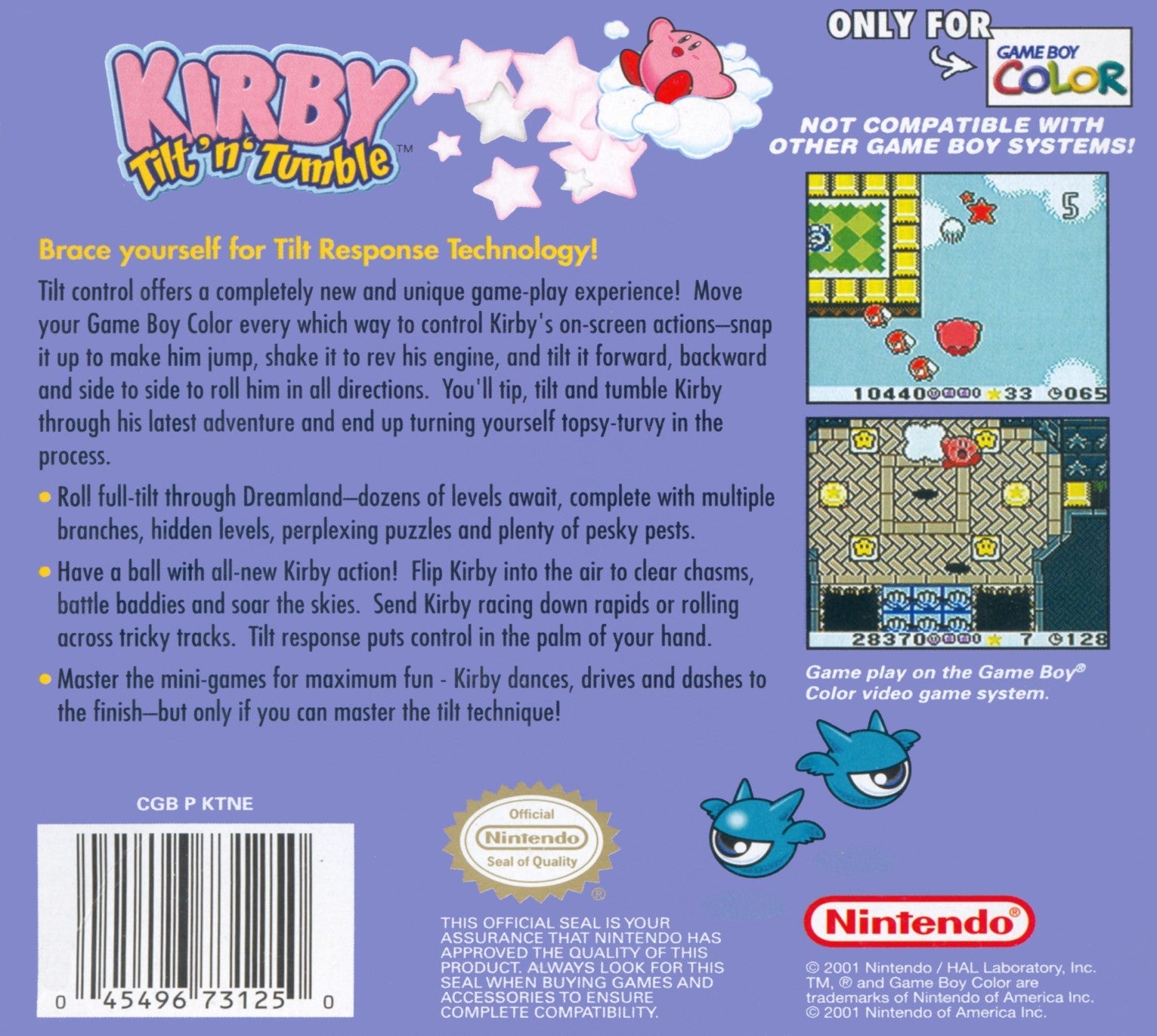 Kirby Tilt and Tumble Game - Fun Motion Control Adventure for Nintendo Game Boy Color | Perfect for Kids and Retro Gaming Fans | Play at Home or On The Go