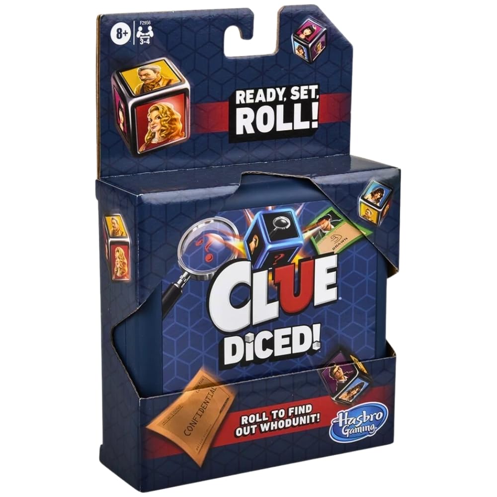 Hasbro Gaming Clue Diced Game - Fast & Easy Mystery Dice Board Game for Kids Ages 8+ | Portable Travel & Family Game Night | Perfect Christmas Stocking Stuffer Gift for Boys & Girls | Great for Parties, Road Trips & Indoor Family Fun