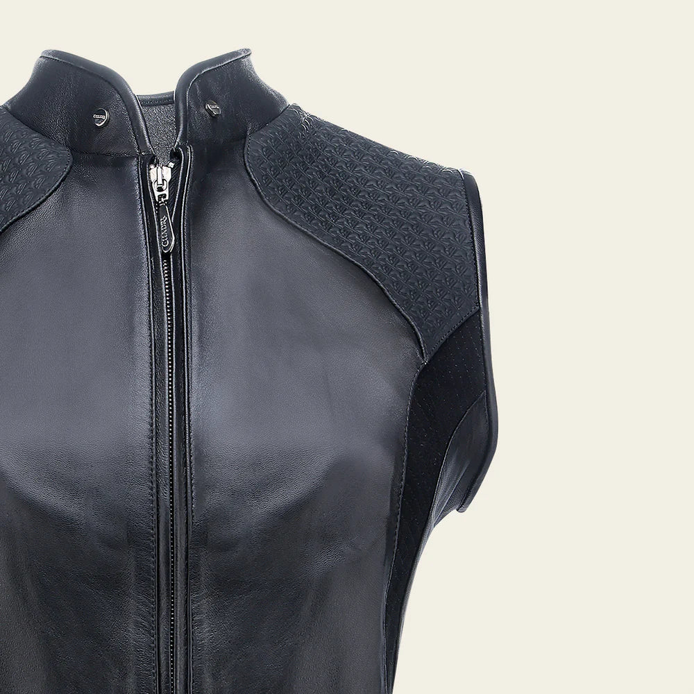 M356BOB Cuadra Black Western Fashion Lambskin Leather Vest for Women - Stylish Cowgirl Outfit for Rodeo, Country Music Concerts & Casual Wear