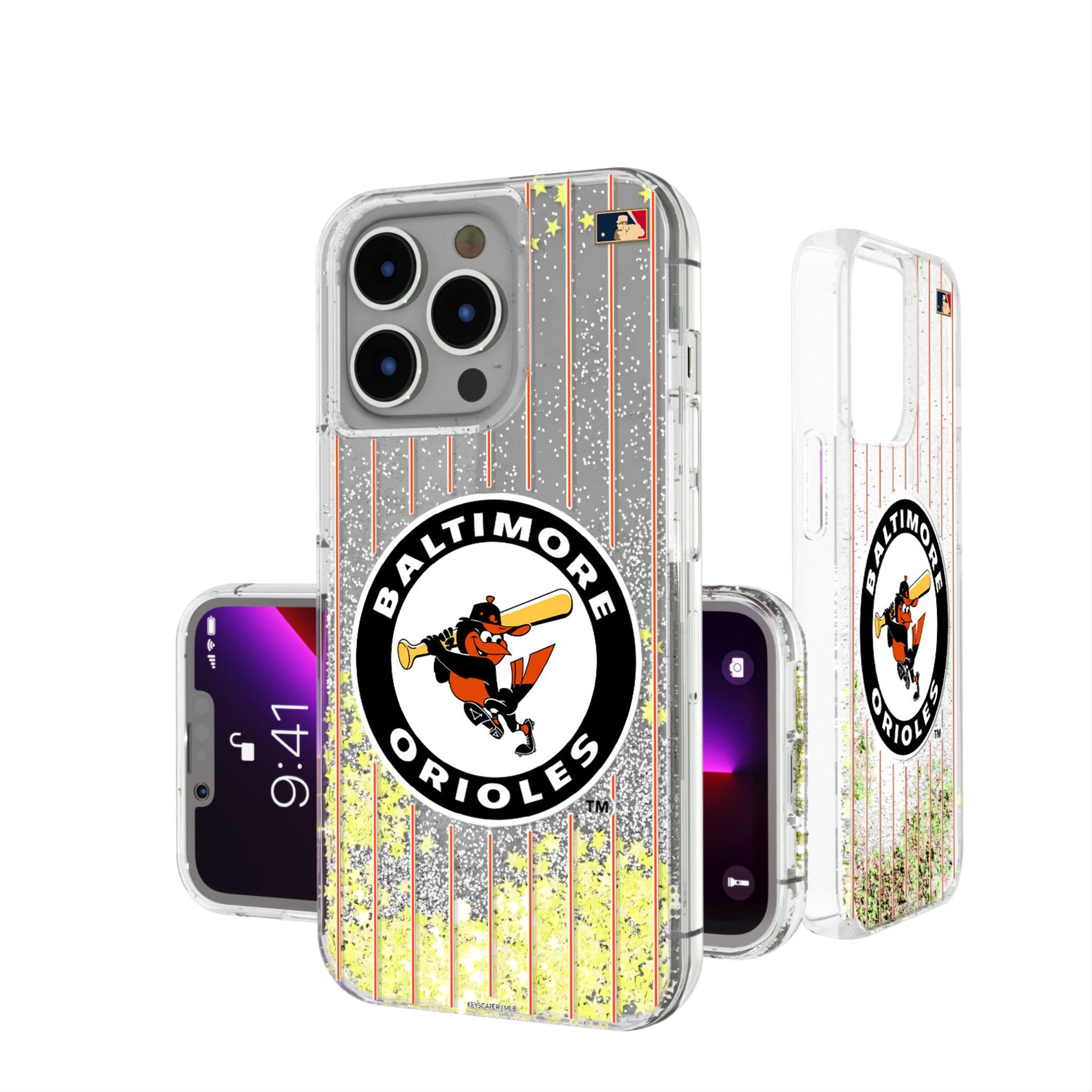 Baltimore Orioles 1966-1969 Cooperstown Collection Pinstripe Glitter Phone Case for iPhone & Samsung - Vintage Baseball Team Design for Fans & Collectors - Perfect for Games, Parties & Showcasing Team Pride