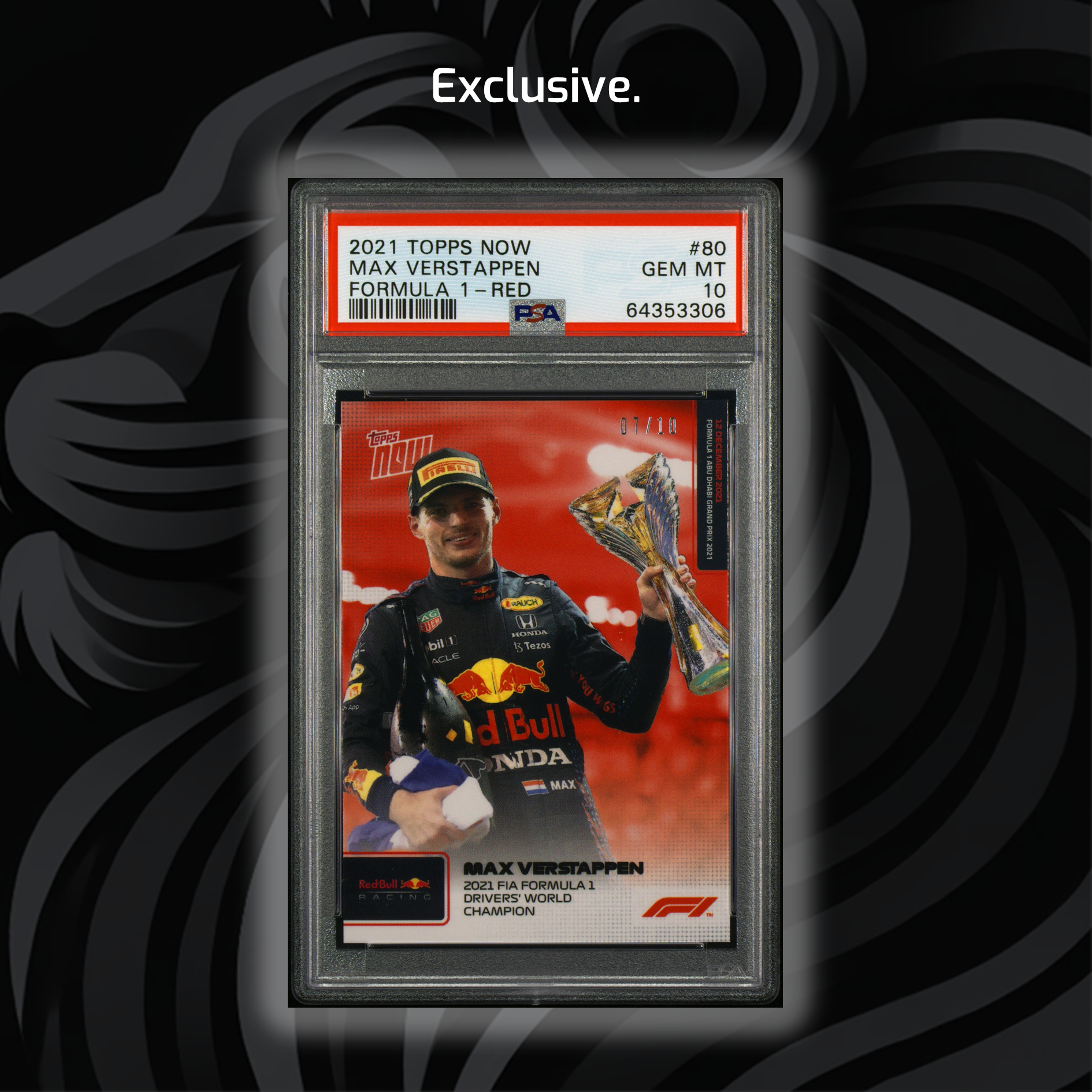 PSA 10 2007-2010 Max Verstappen #80 2021 FIA Formula 1 Drivers' World Champion Red - Rare Collectible Trading Card for F1 Fans & Sports Memorabilia Enthusiasts