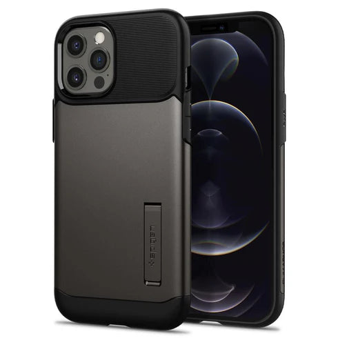 Spigen Slim Armor Case for iPhone 12 Pro Max - Gunmetal | Shockproof Protective Cover | Perfect for Everyday Use, Travel & Outdoor Activities