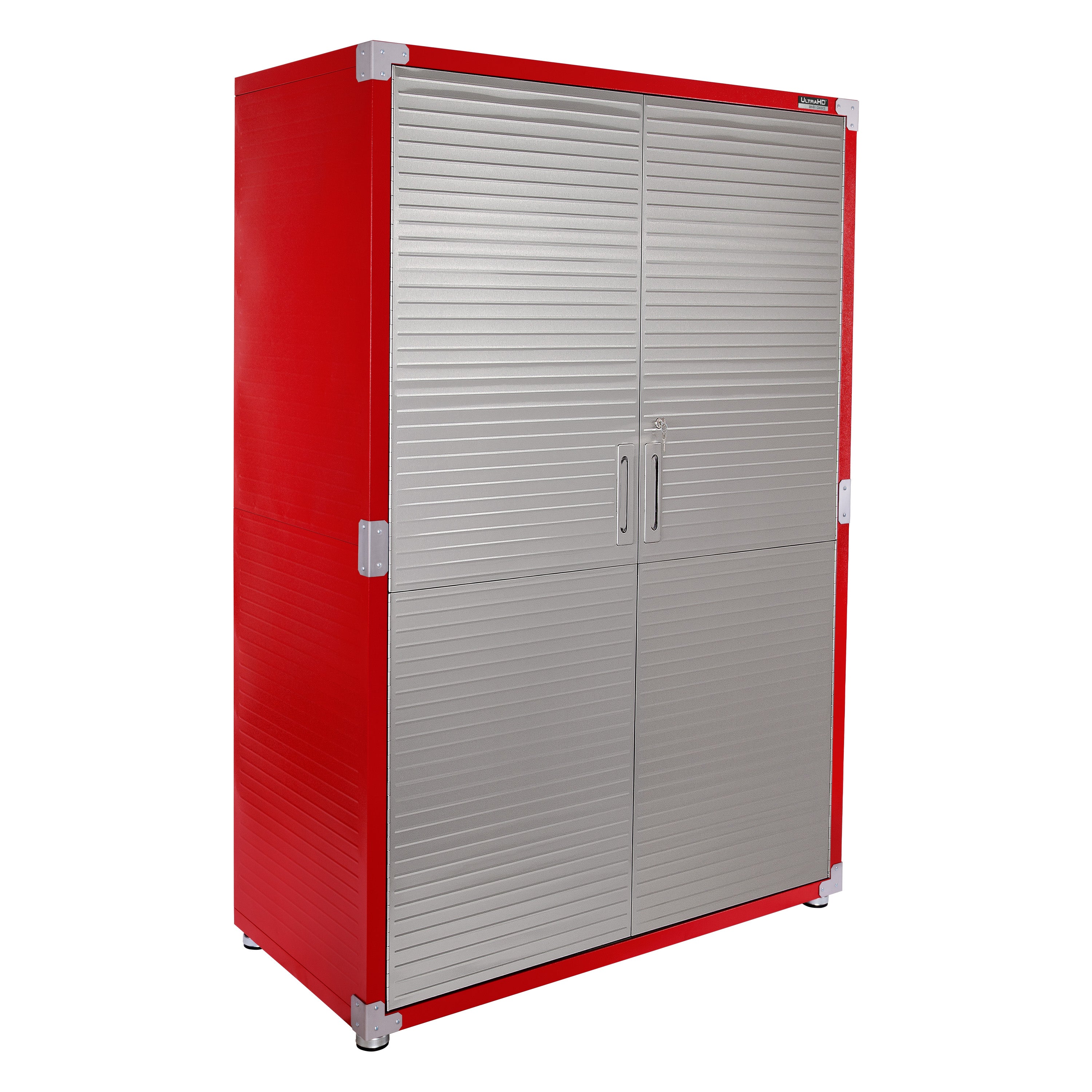 UltraHD® 3-Tier Storage Cabinet with Adjustable Shelves, Red - Perfect for Home, Office, and Garage Organization