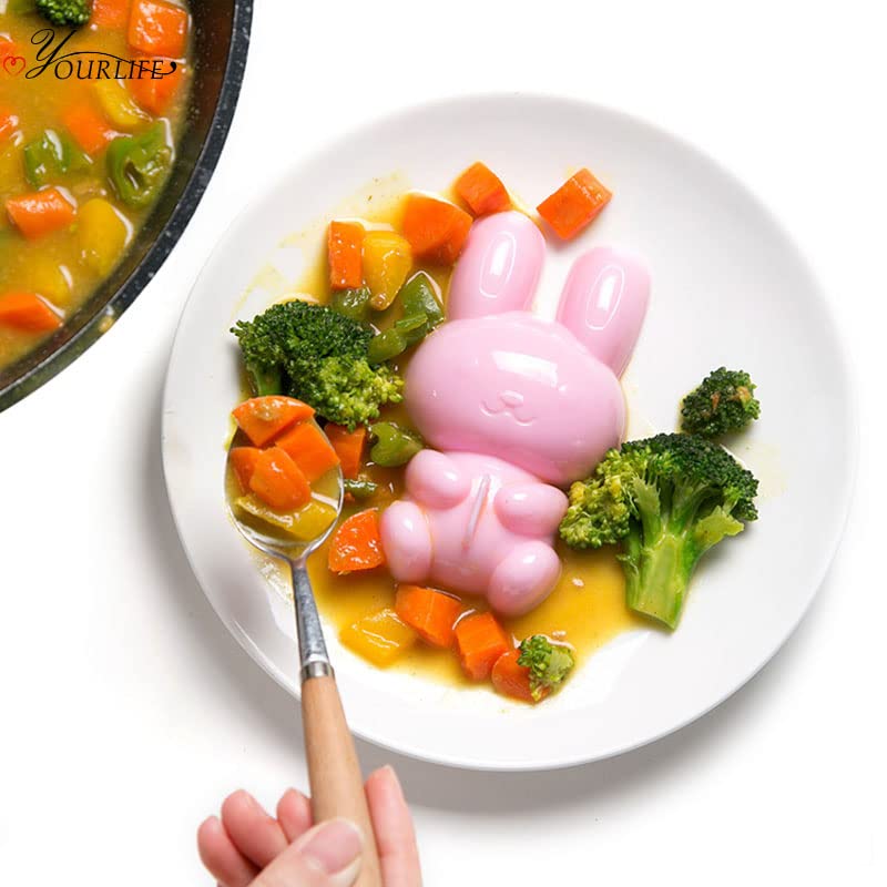 3Pcs Reusable Rabbit Rice Ball Maker Set - Cute Cartoon Sushi Mold for DIY Onigiri, Bento Accessories & Sushi Decorations - Perfect for Kids Lunch Boxes, Party Snacks & Home Cooking